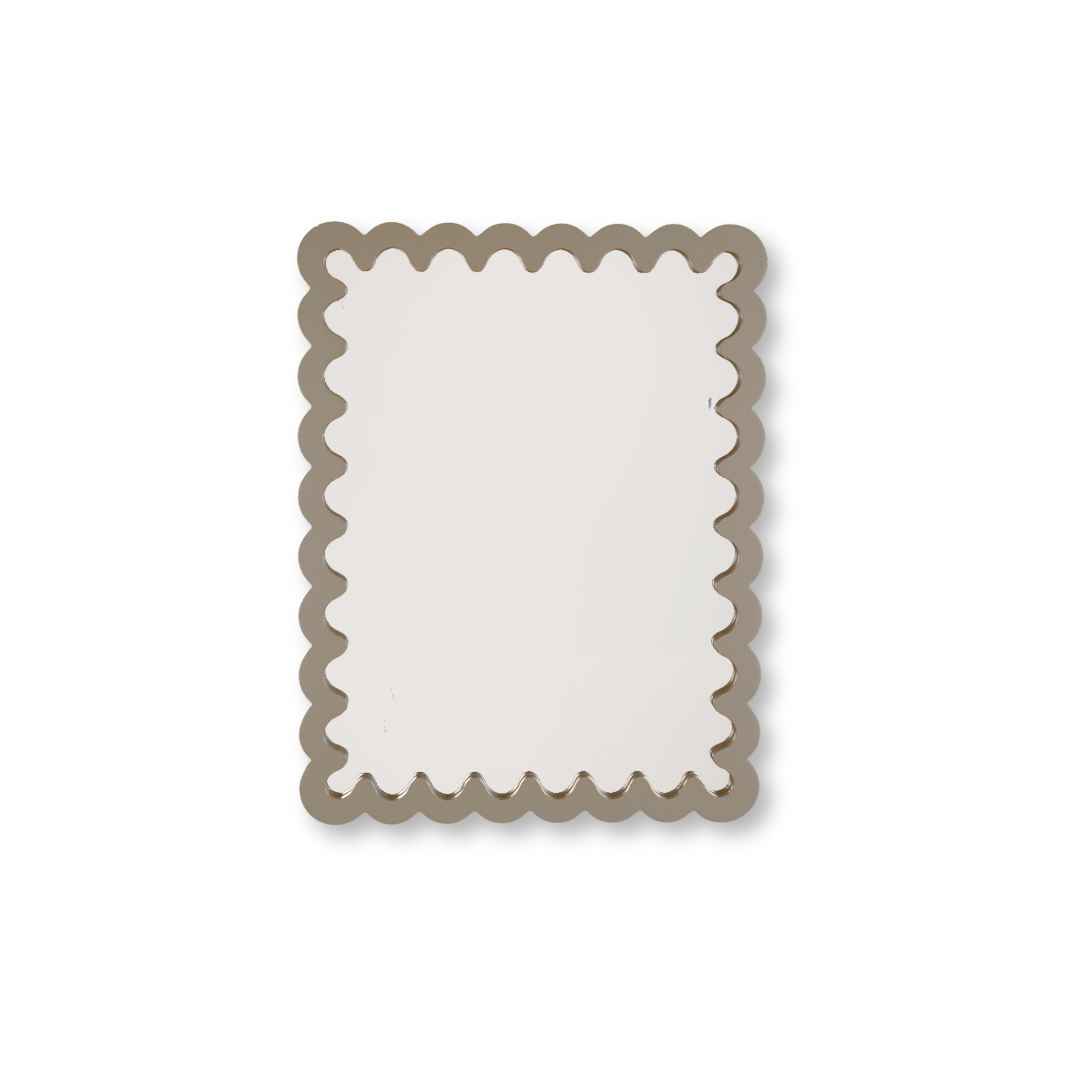 Spiegel - Wand Spiegel met Golvende Rand - MDF - Taupe - 24x33x1.5cm