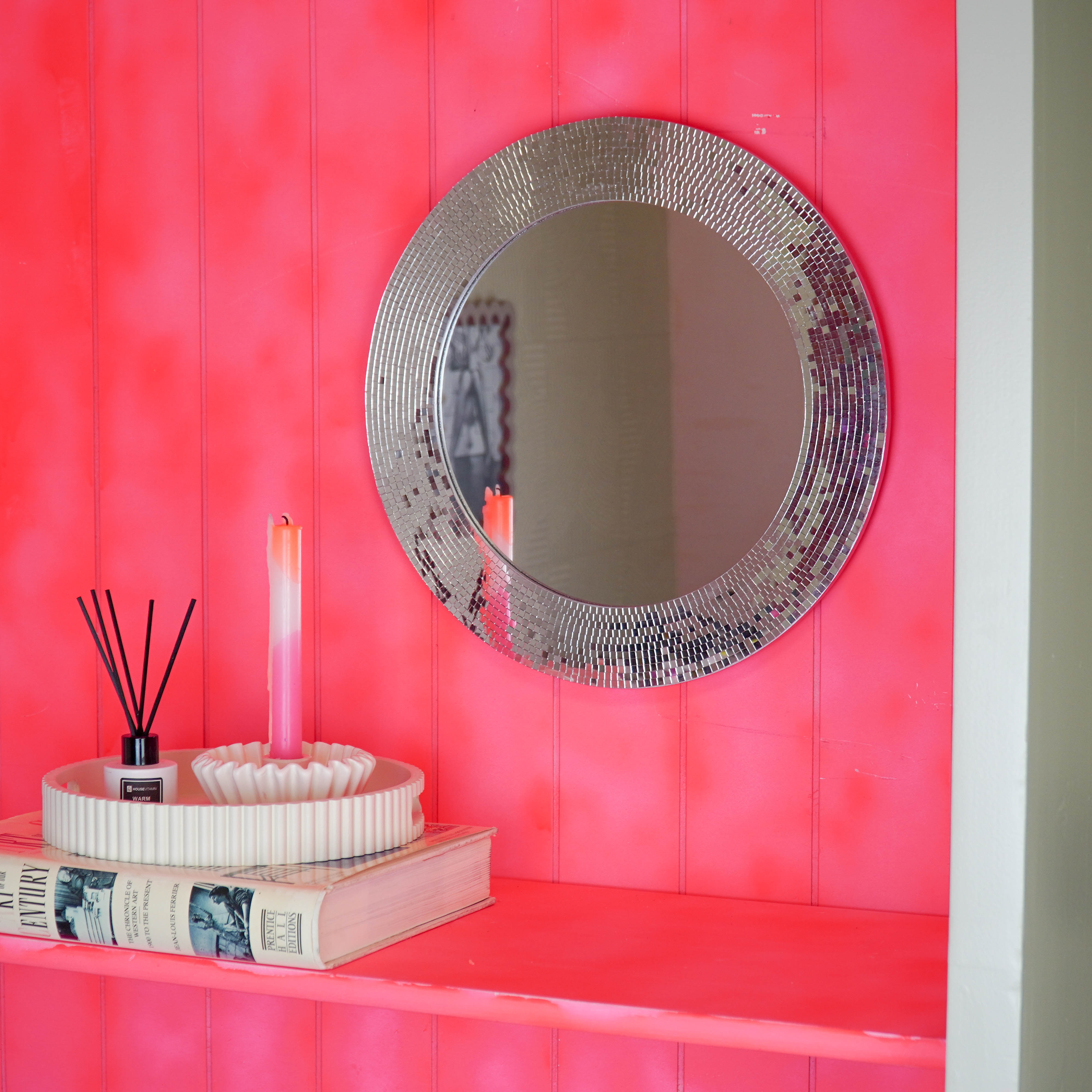 Spiegel - Wandspiegel Discosteentjes - Zilver - 40x1x40cm