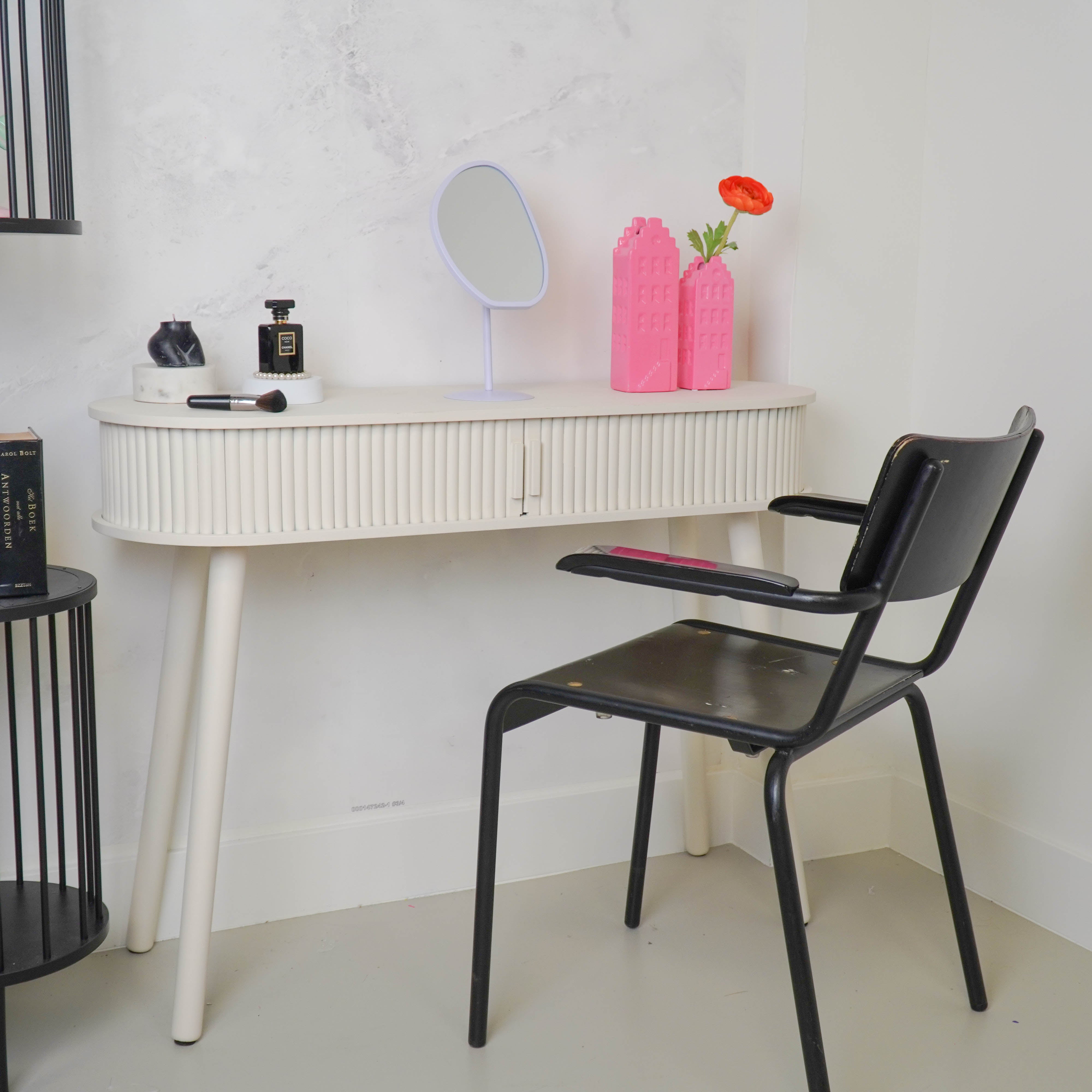 Dressoir - Met Schuifdeur van Latten - Zand/Beige - 100x33x76cm