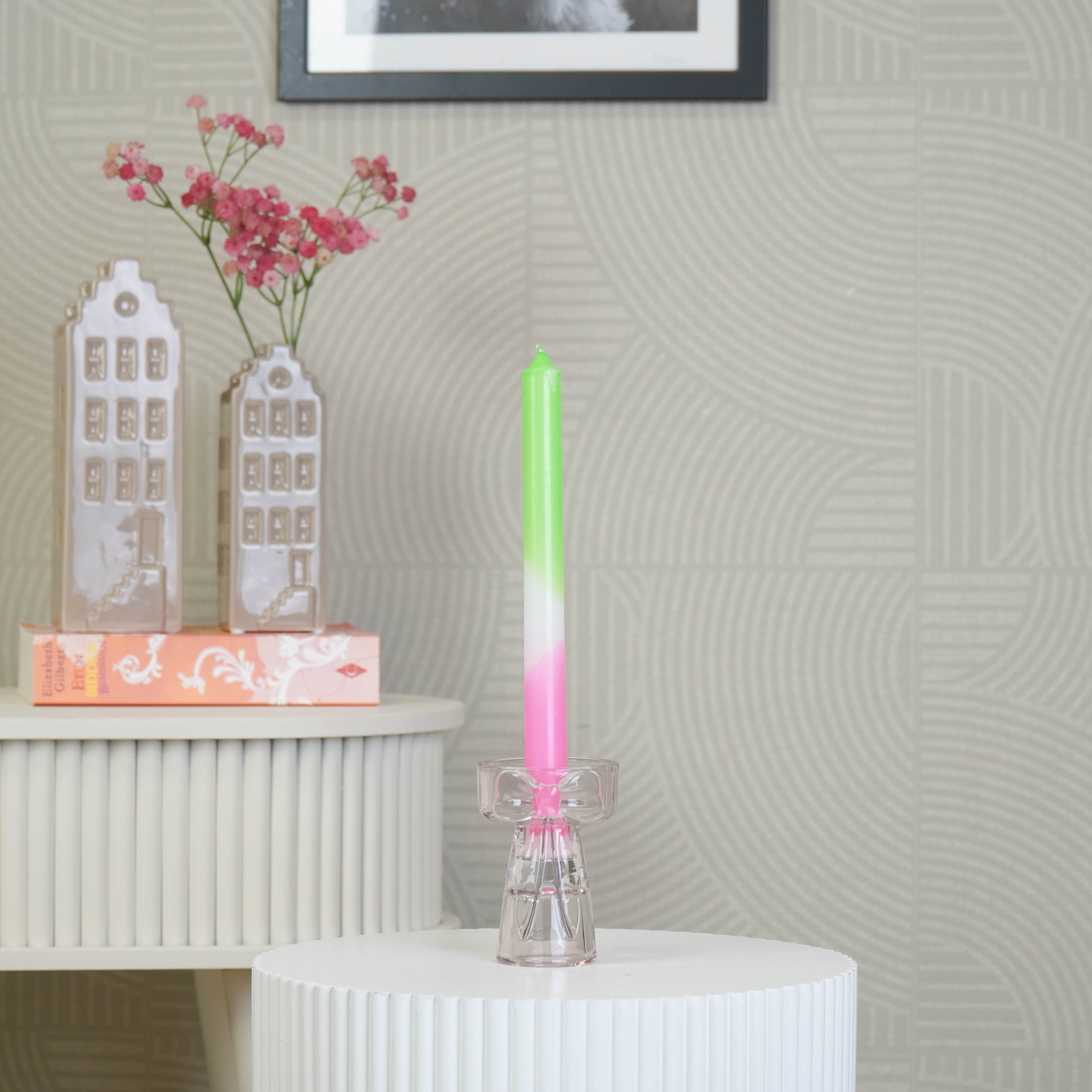 Kaarshouder - Kandelaar en Waxinelichthouder Strik - Glas - Bruin - 7,5x9,5 cm