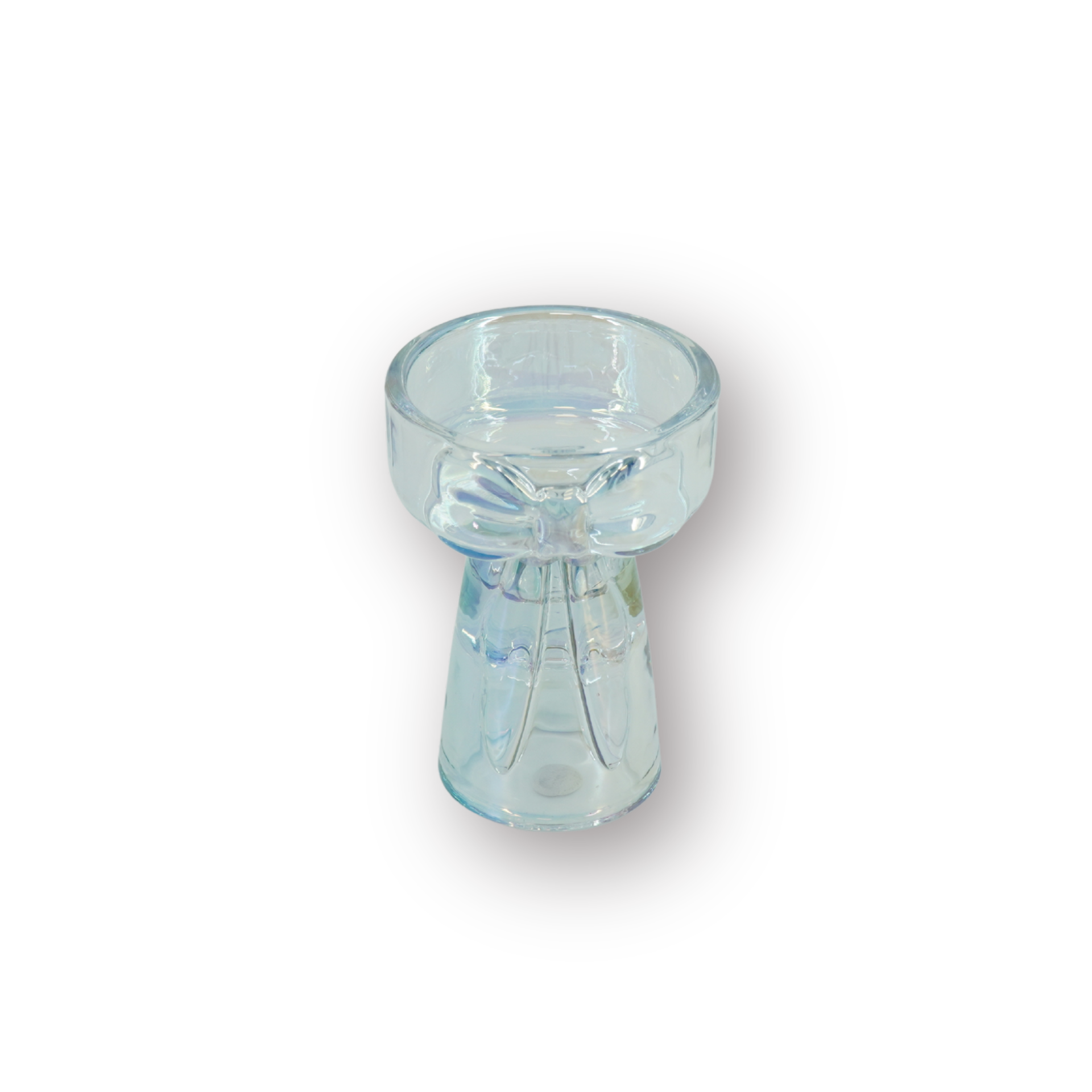 Kaarshouder - Kandelaar en Waxinelichthouder Strik - Glas - Iridescent - 7,5x9,5 cm