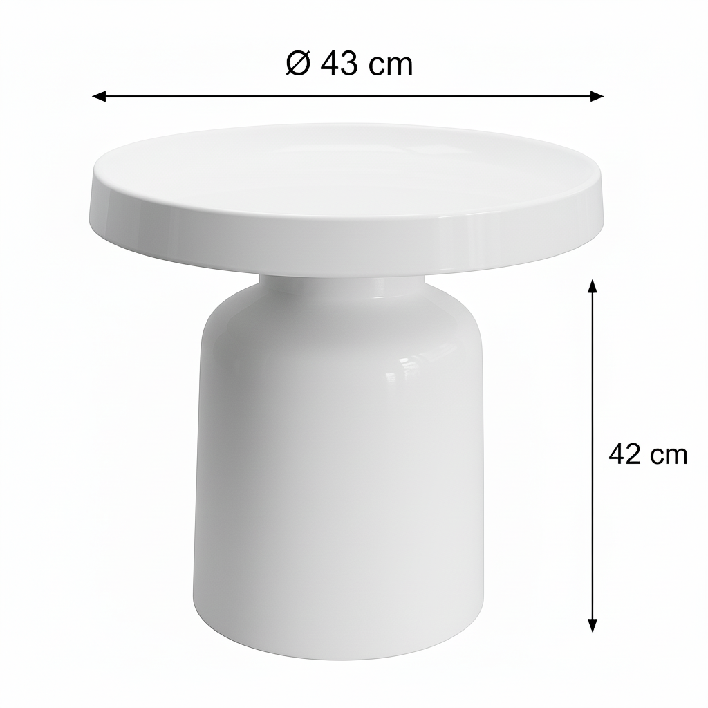 Bijzettafel - Pion - Wit - Metaal - 43x42cm