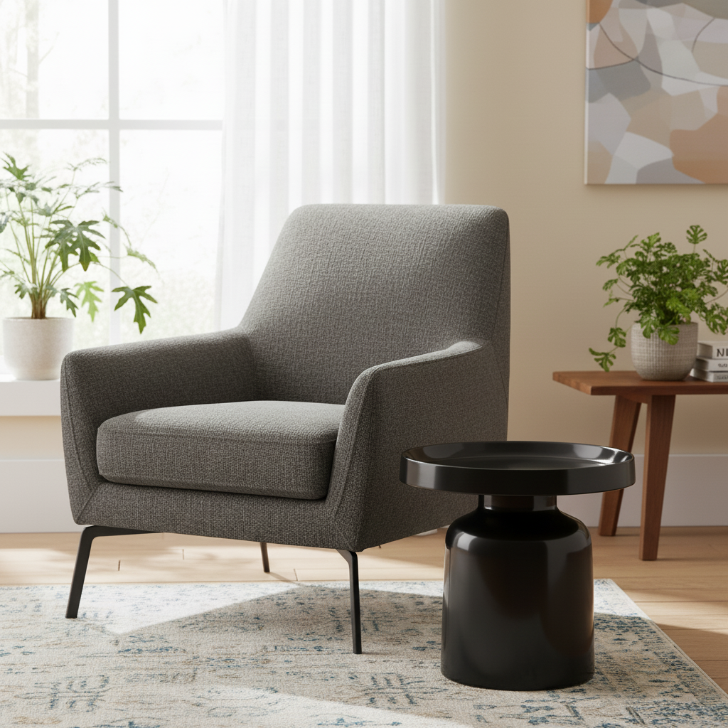 Bijzettafel - Pion - Zwart - Metaal - 43x42cm