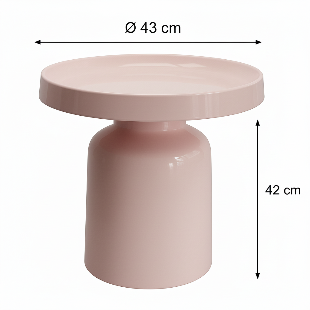 Bijzettafel - Pion - Licht Roze - Metaal - 43x42cm