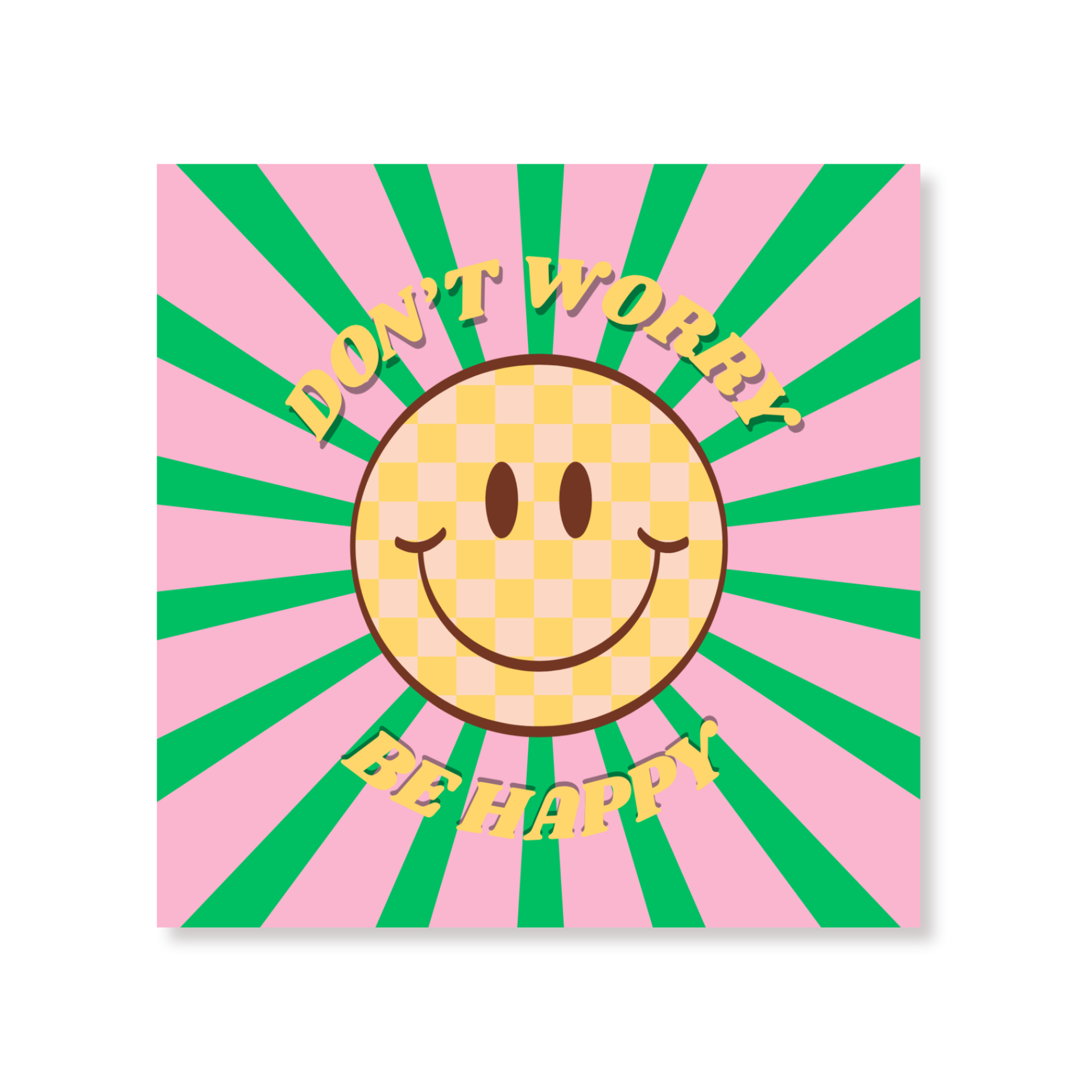 Papieren Servetten - "Don't Worry" - Groen/Roze - 3-Laags - FSC - 33x33 cm - 20 Stuks