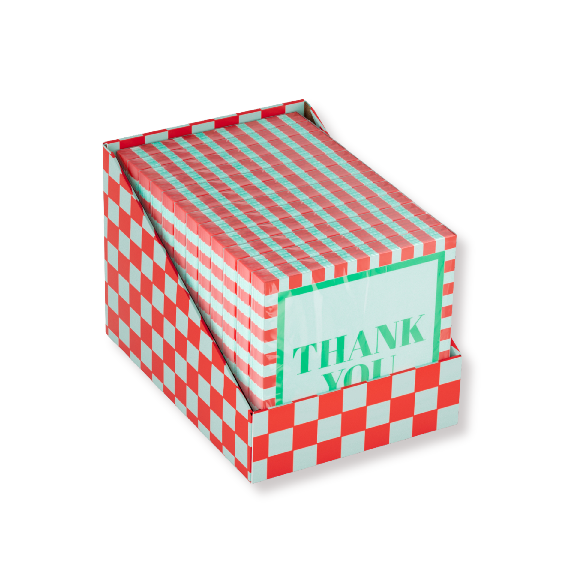 Papieren Servetten - "Thank you" - Mint/Rood/Groen - 3-Laags - FSC - 33x33 cm - 20 Stuks