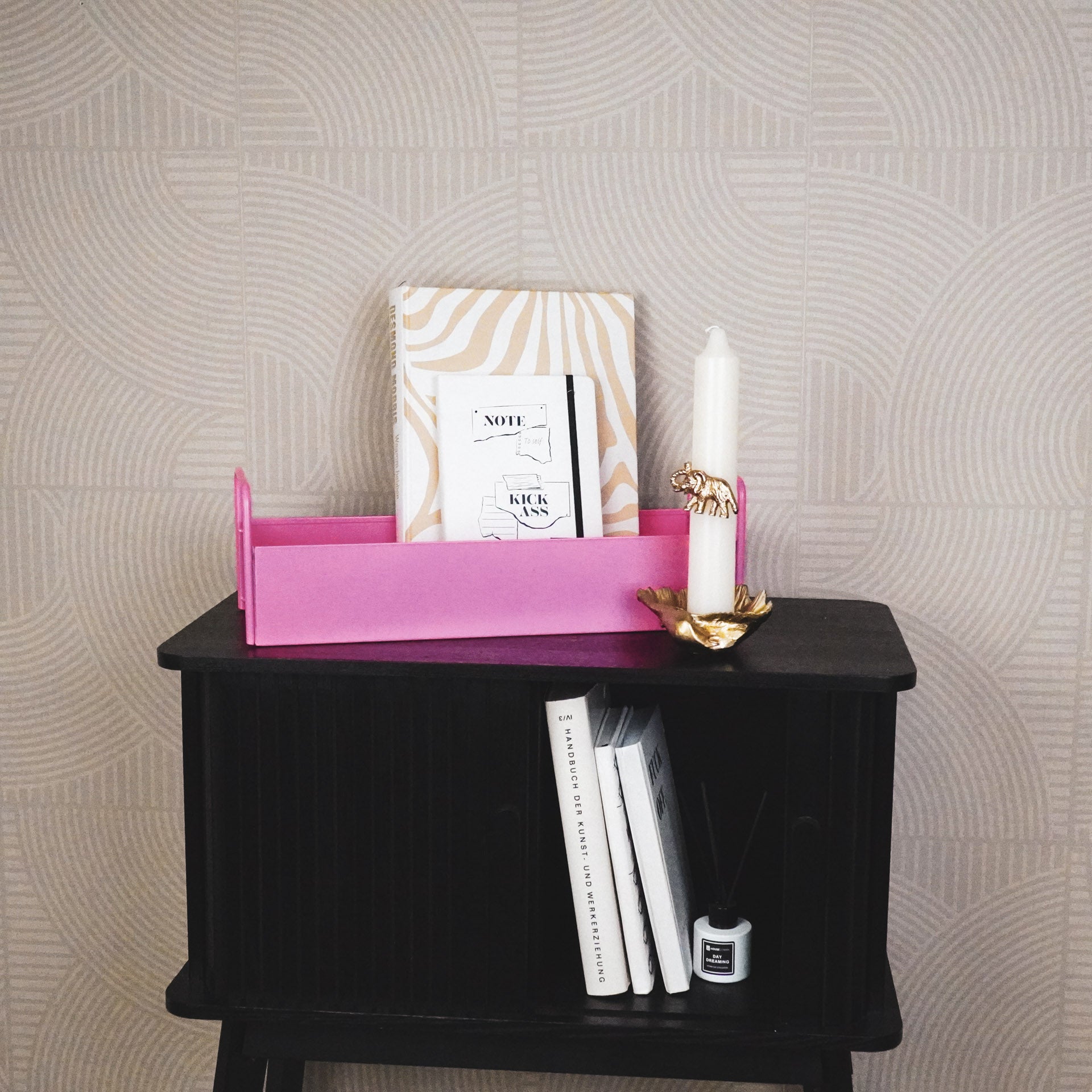 Dienblad- Tray met handvatten- Metaal- Fluor Roze - 41,5x15,5x13cm