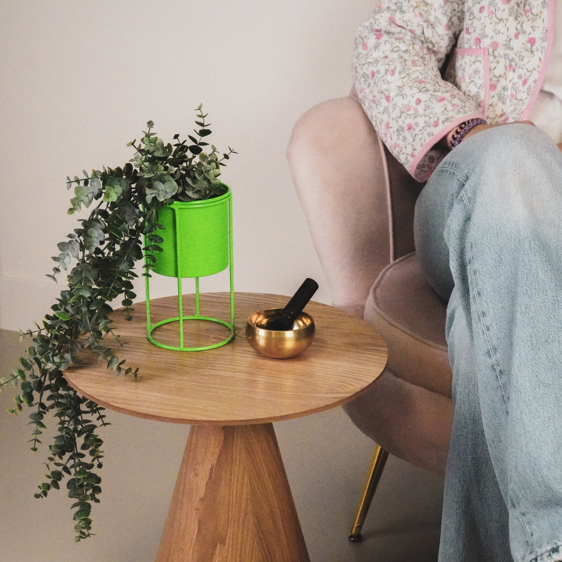 Planten Pot - Metaal - Groen - 11x11x19cm