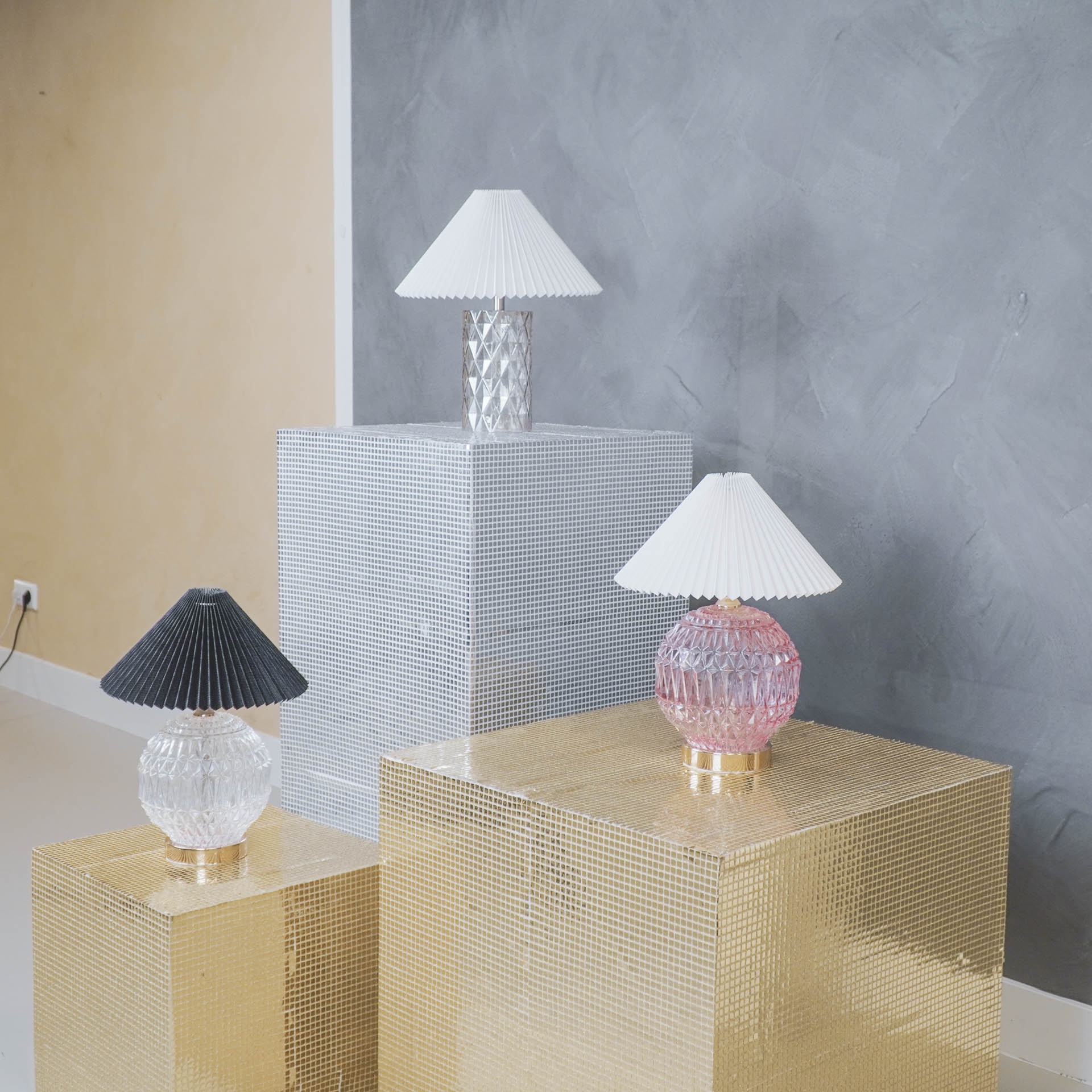 Lampenkap - Plissé - Polyester - Zwart - 8x35x17 cm