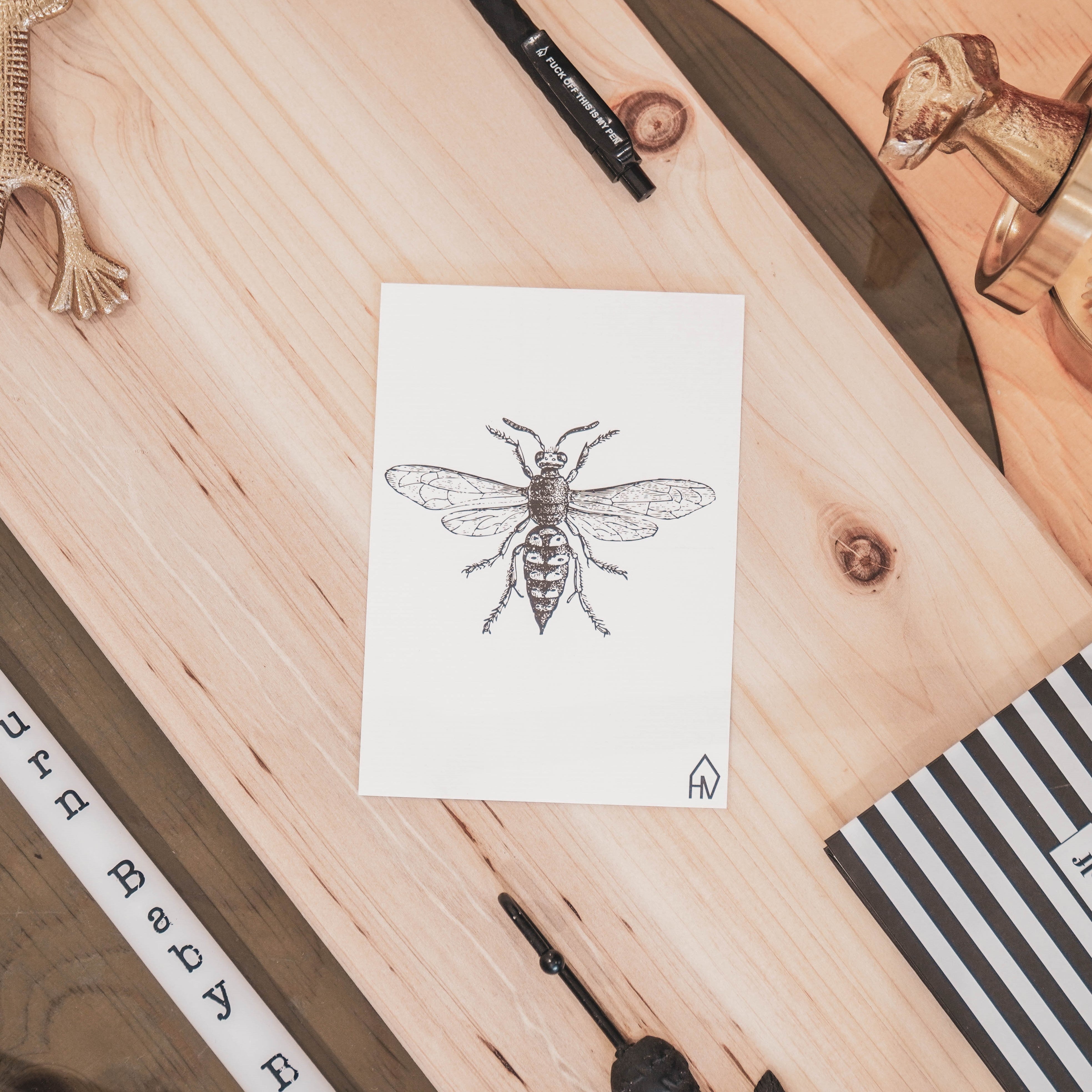 kaart met tekening insect