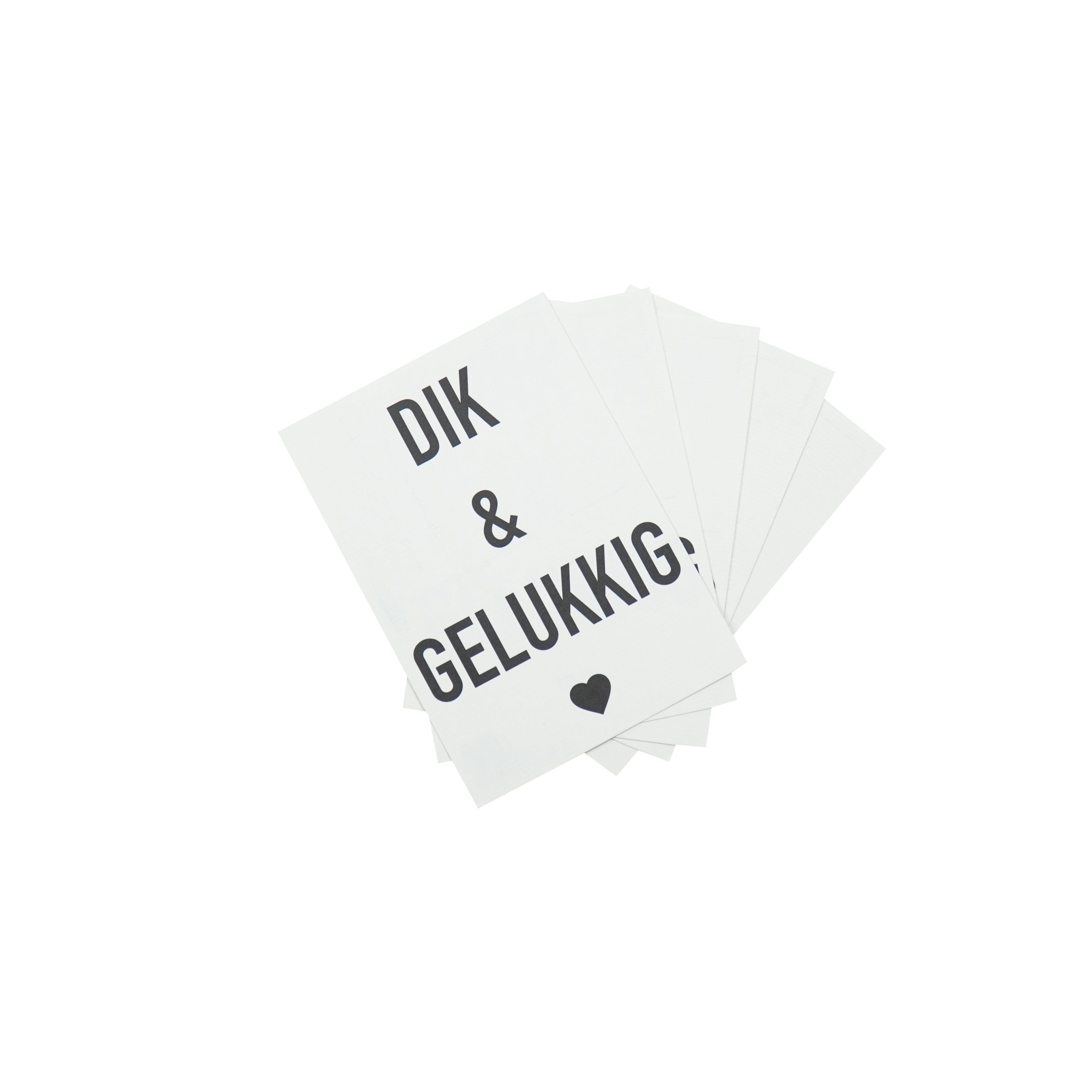 Ansichkaart - Dik & Gelukkig - Papier - Set van 5 - A6
