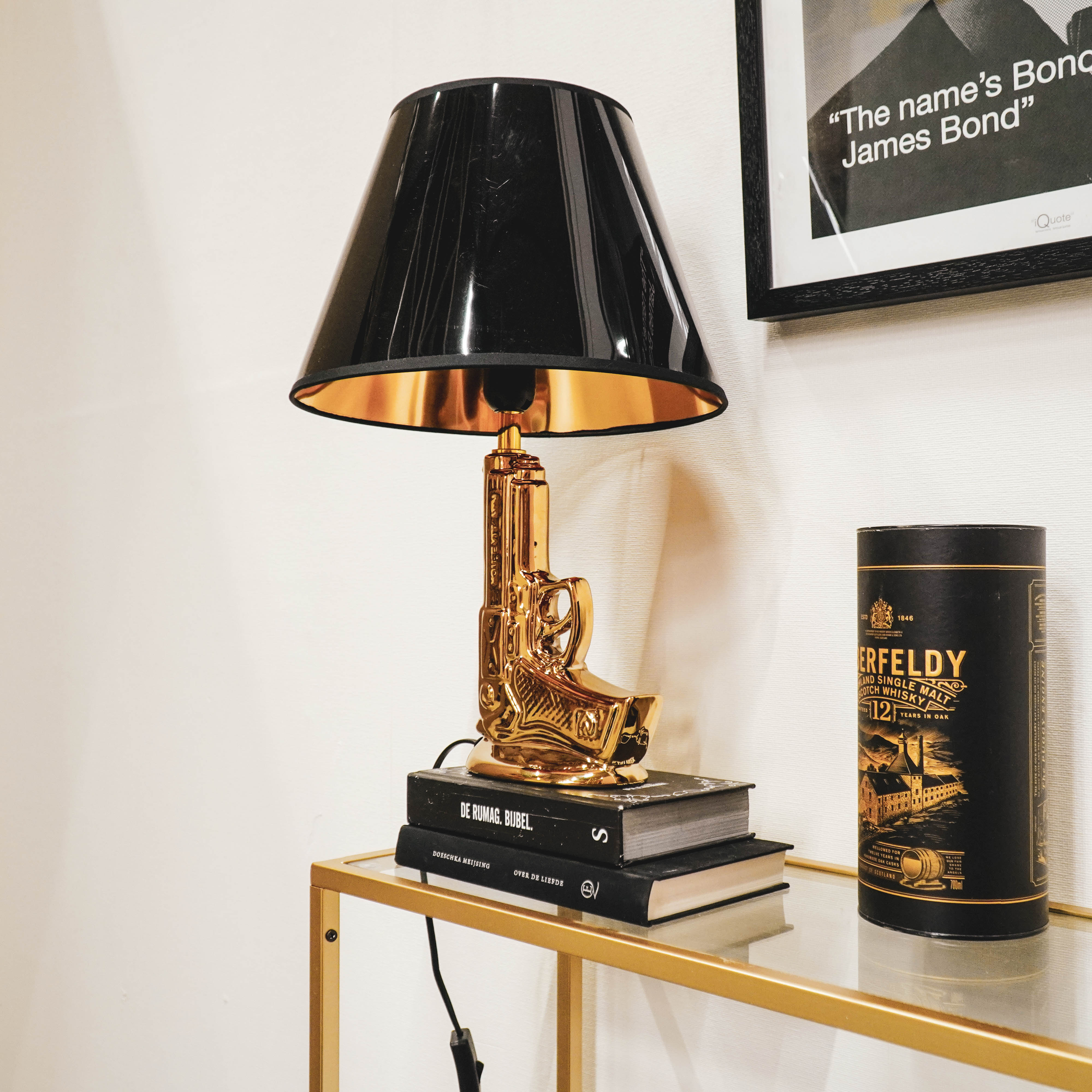 Lampenkap - Zwart/Goud - 17x30x21cm