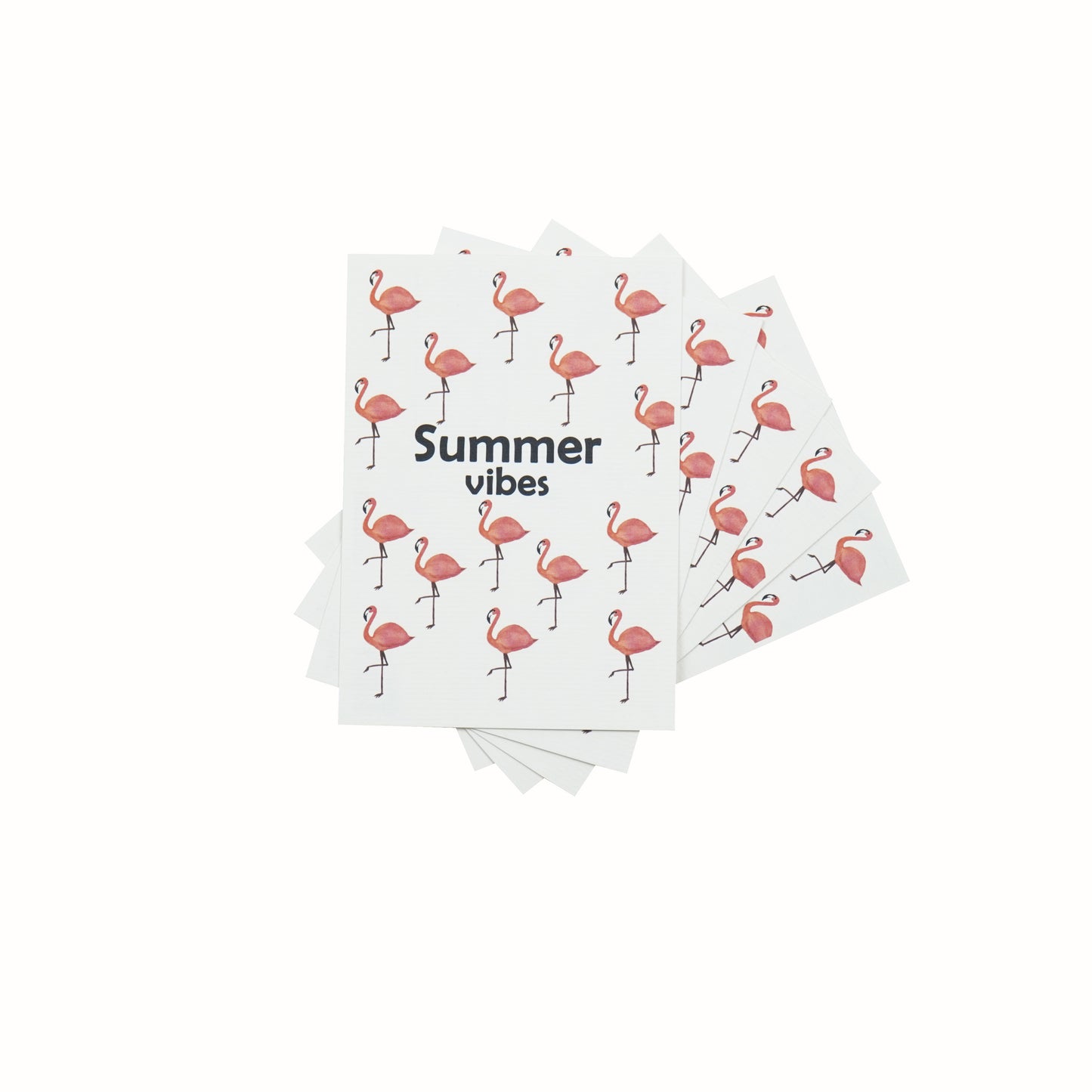 summer vibes kaart met flamingo's