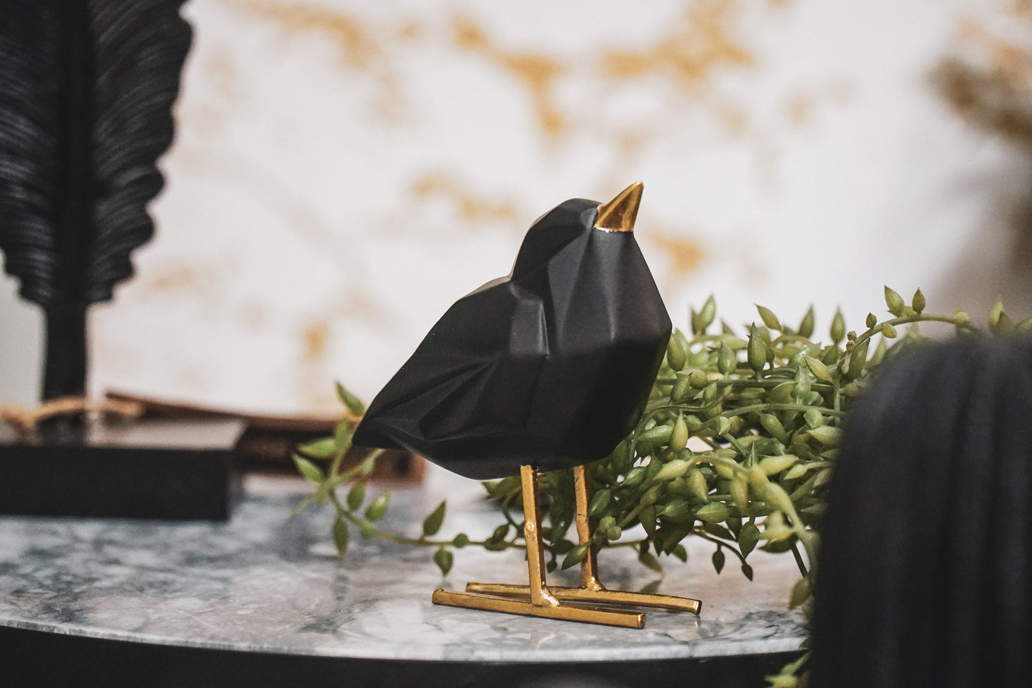 HV Lovebird Vogel - Zwart - 7x13x9 cm