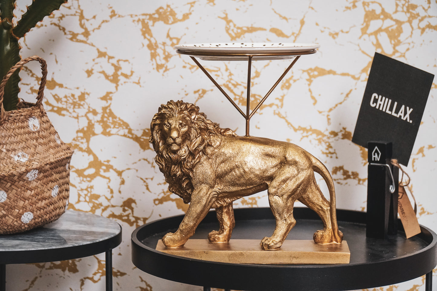 HV Leeuw Etagère - Goud - 20x30x27cm