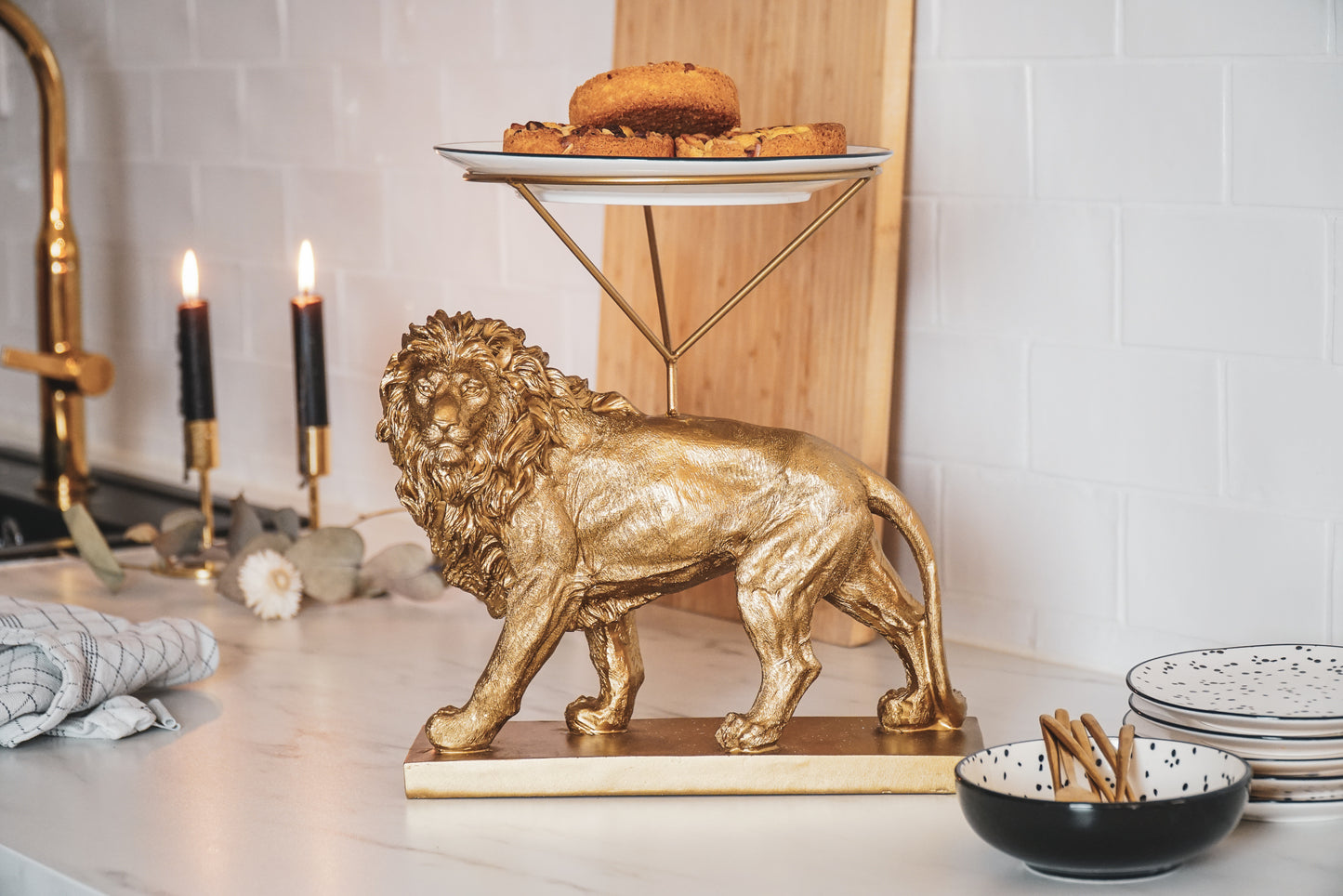 HV Leeuw Etagère - Goud - 20x30x27cm