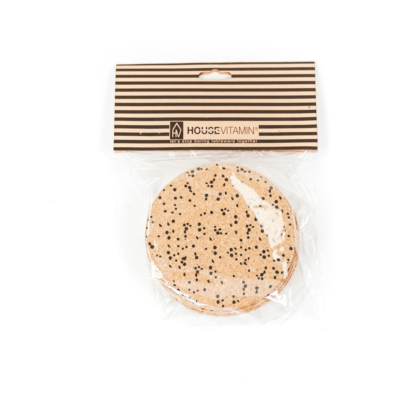 HV Stippen Onderzetters - Kurk - Set van 6 -10x10cm