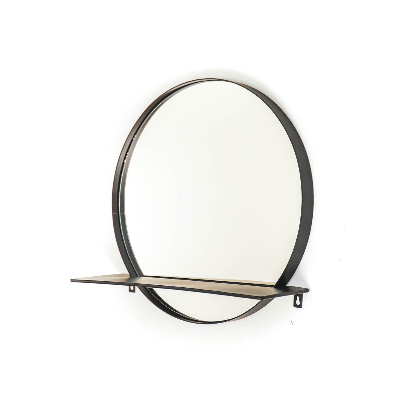 HV Ronde Spiegel met Plank- Zwart - Ø40cm