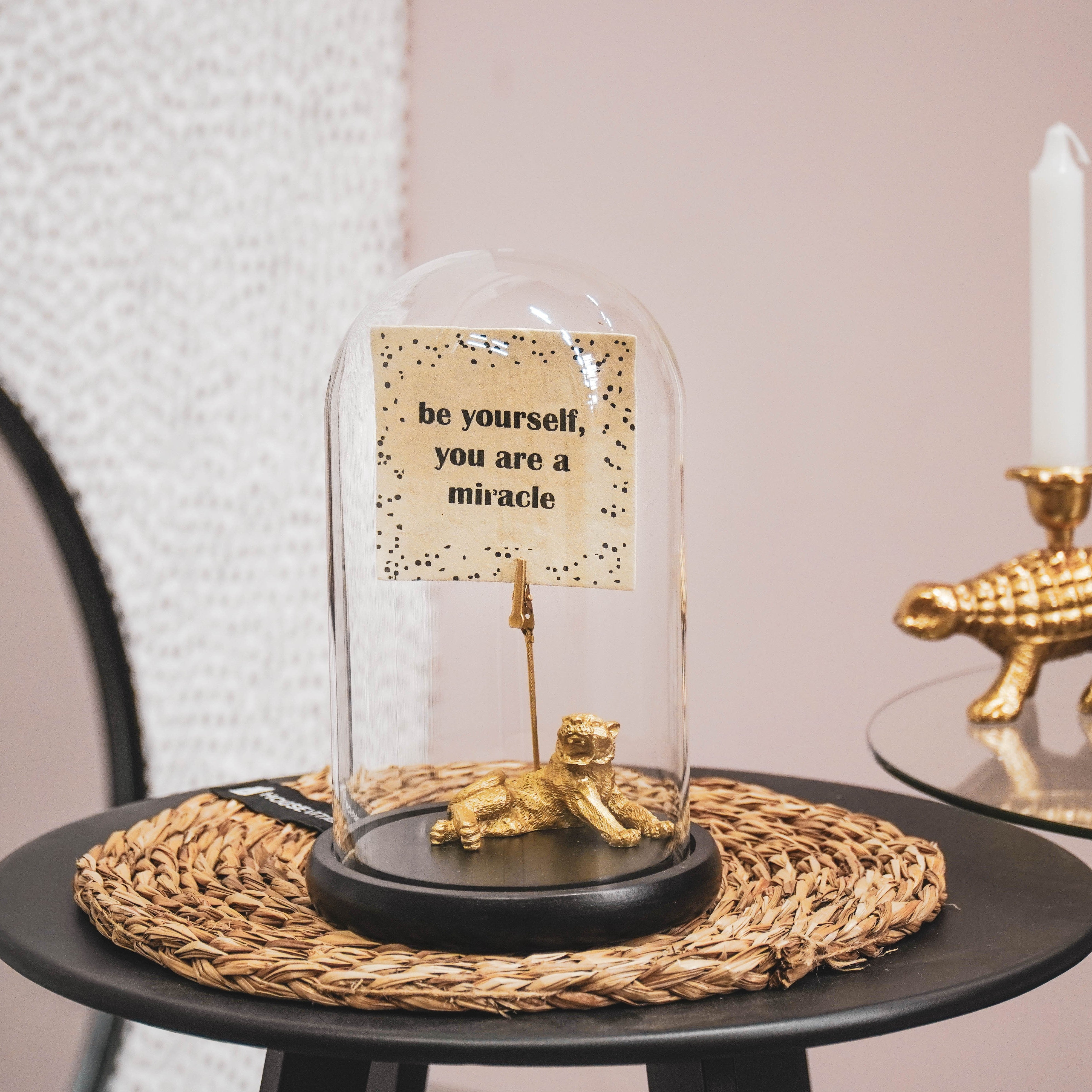 Stolp - Glas/Hout - Zwart - 14x14x22 cm