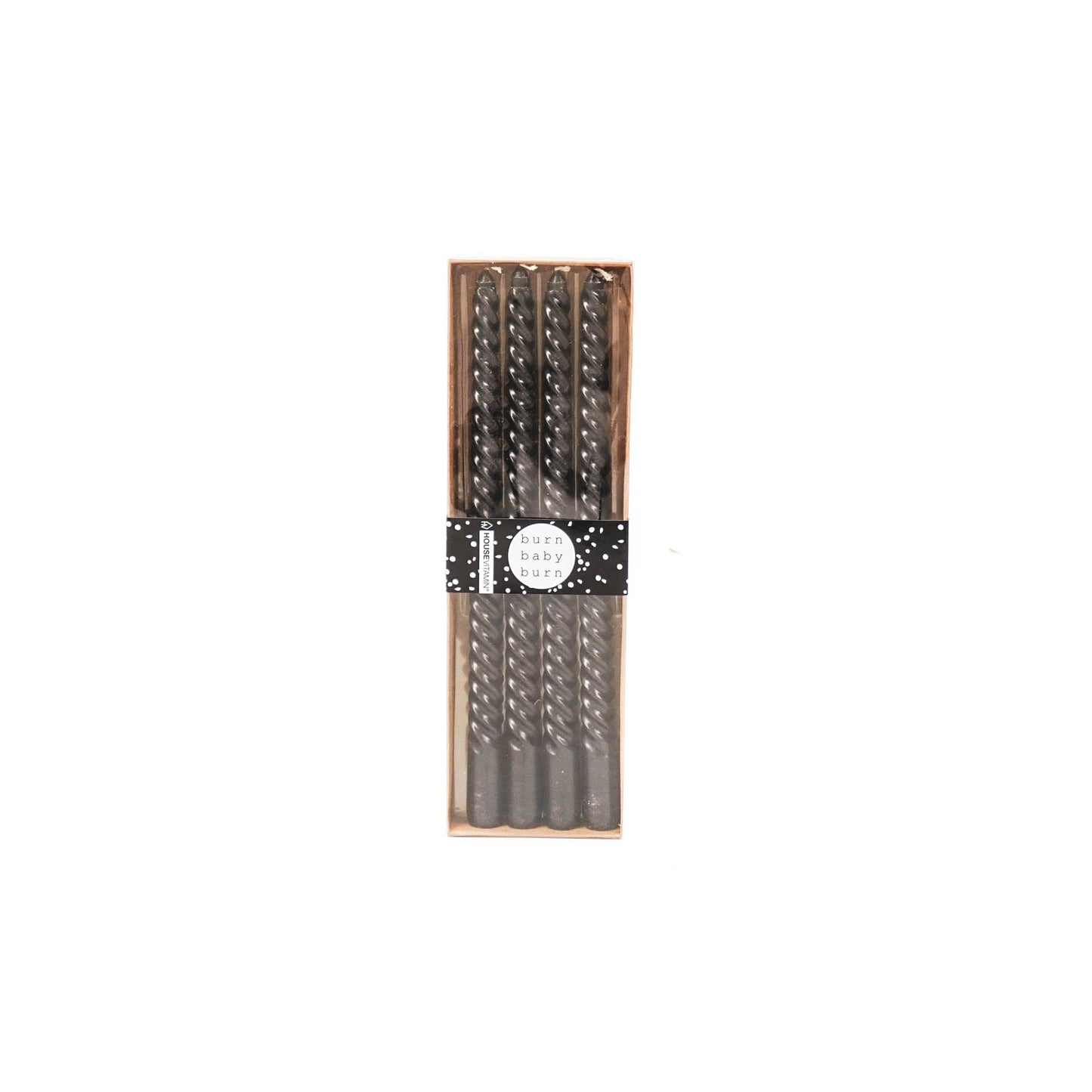 HV Gedraaide kaarsen - Zwart - Set van 4 - 2x30cm