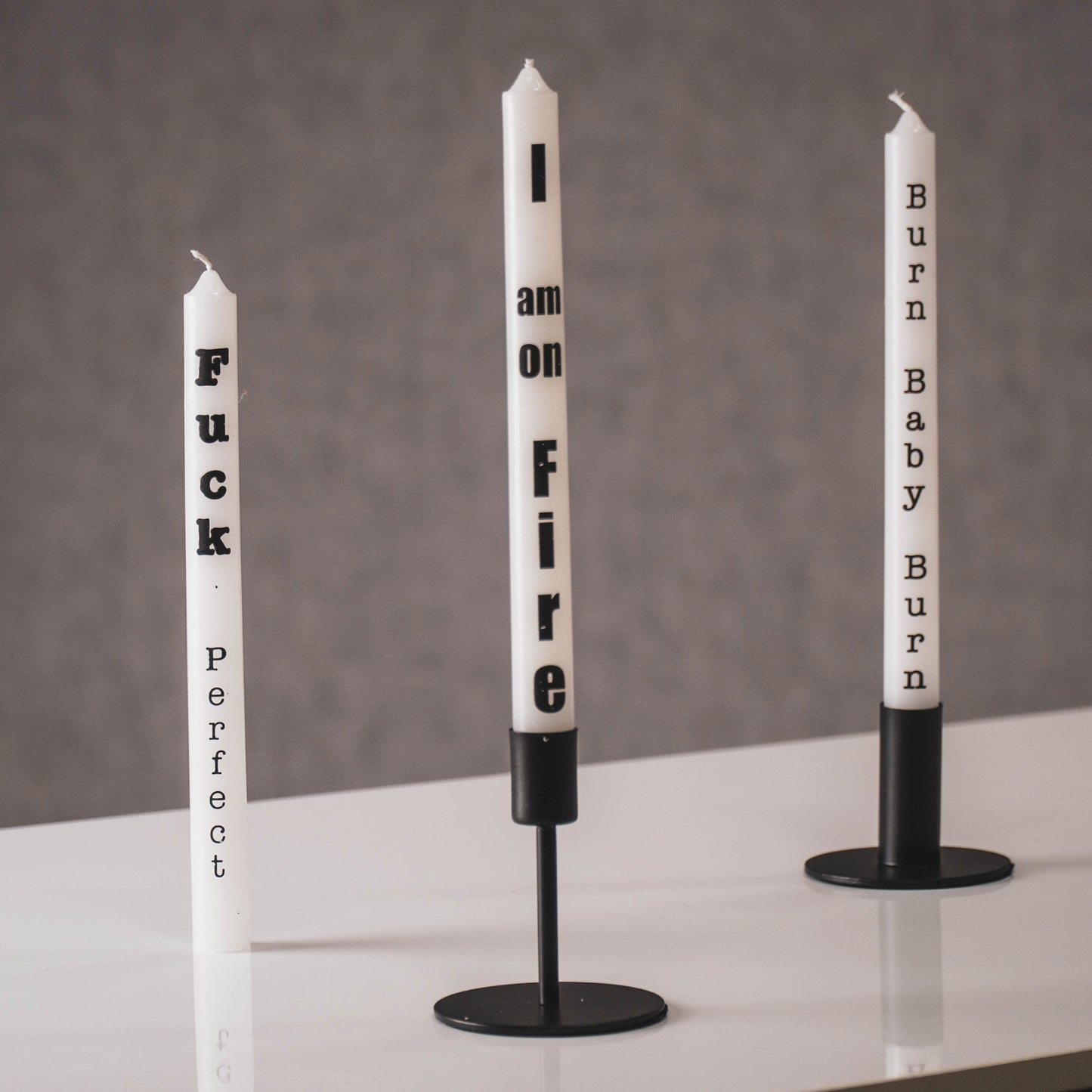 HV Tekst Kaarsen - Wit - Set van 3 - 2x25cm
