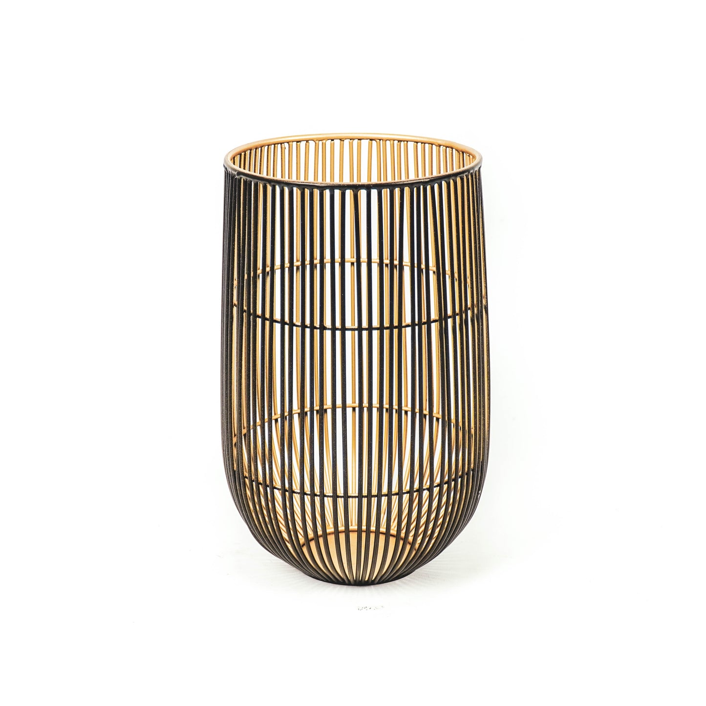 HV Waxinehouder - Zwart/Goud - 15x15x25cm