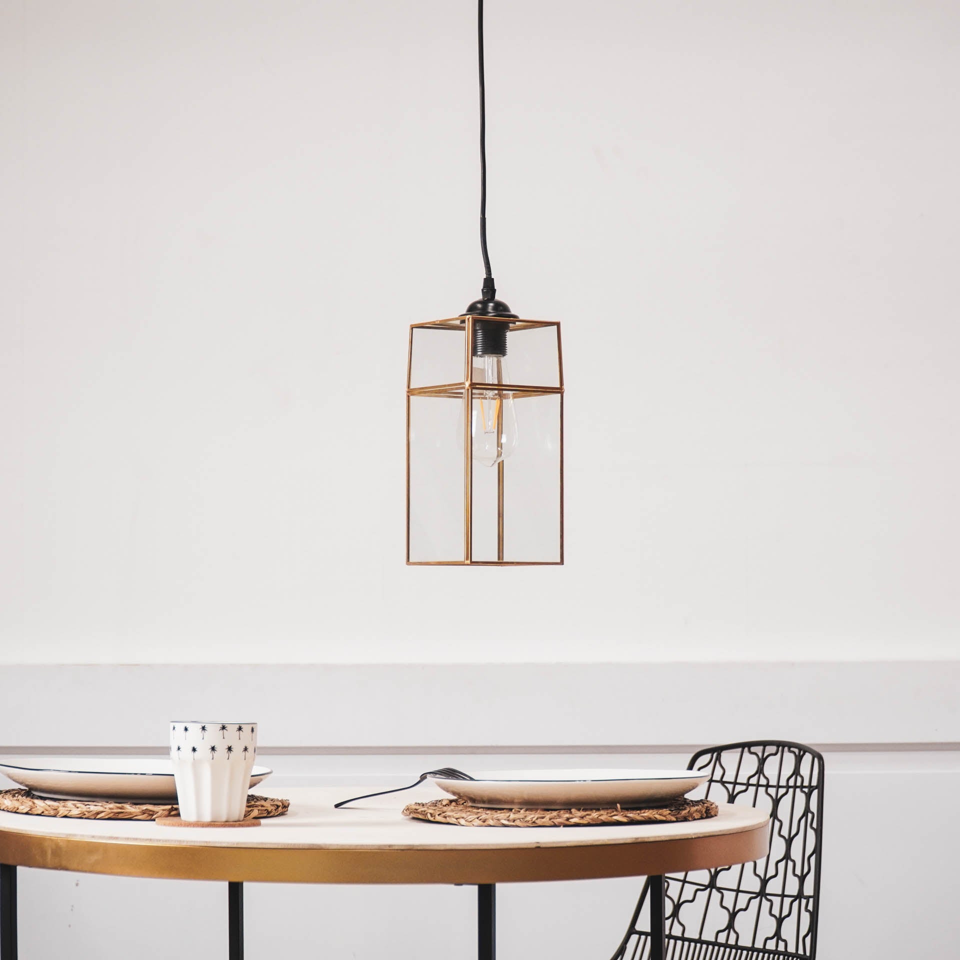 Hanglamp - Goud - Metaal/Glas - 12x25cm