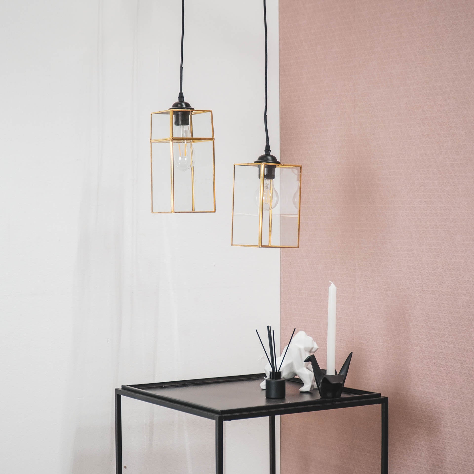 Hanglamp - Goud - Metaal/Glas - 12x25cm