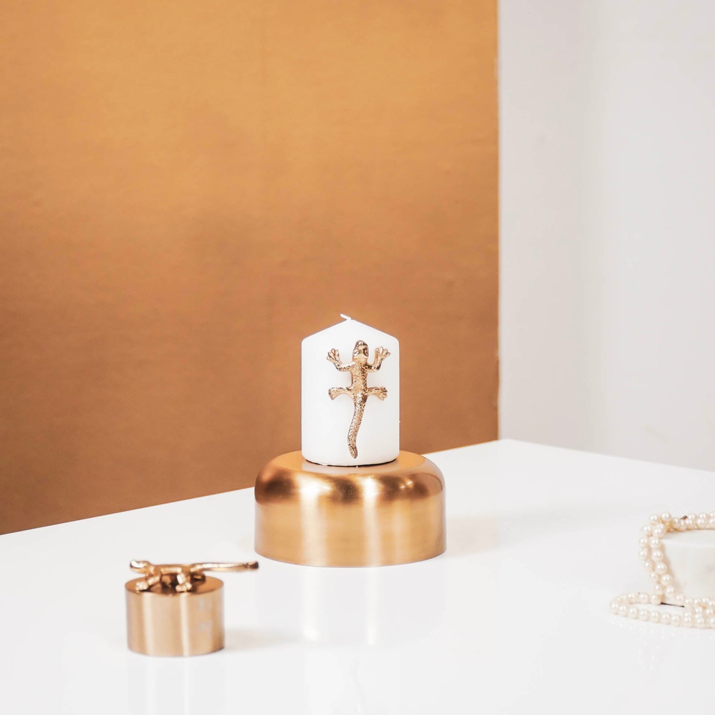 HV Salamander Kaarsenpinnen - Goud - Set van 2 - 8x4x1cm