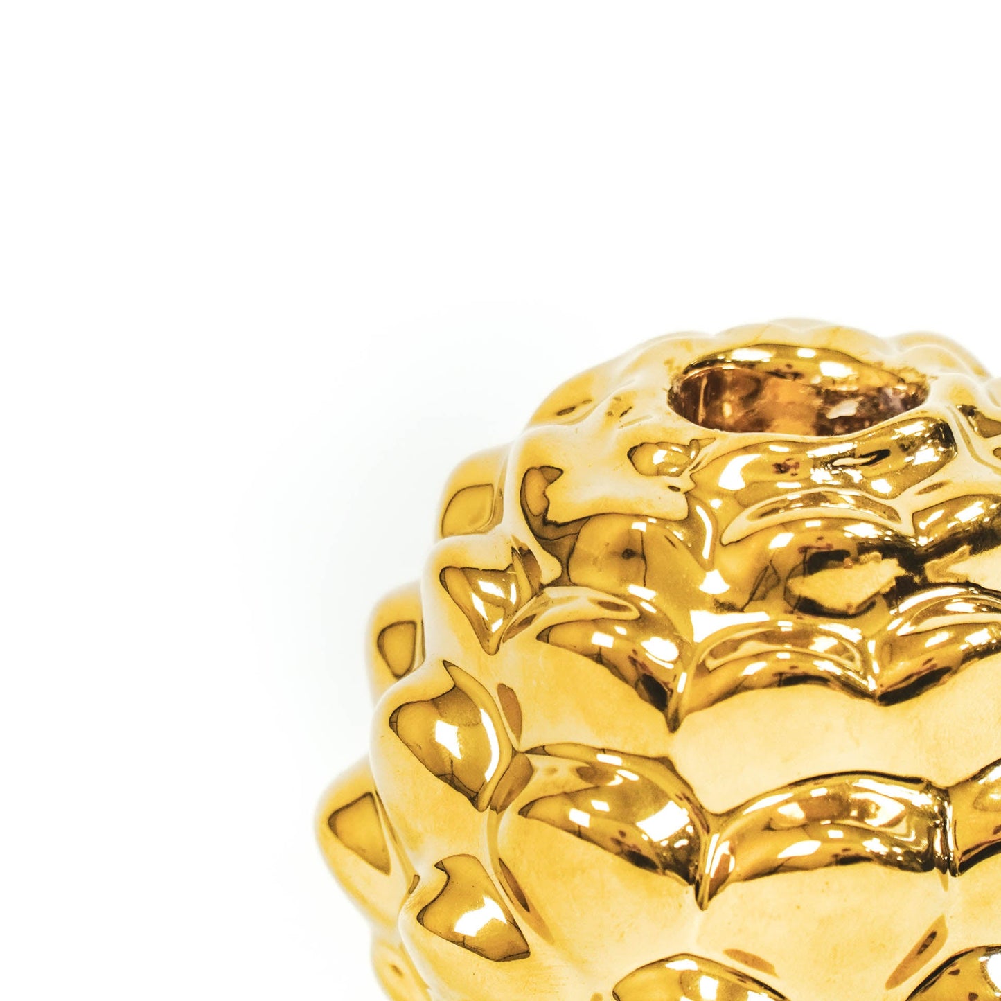 HV Dennenappel Kandelaar - Goud - 8x7cm
