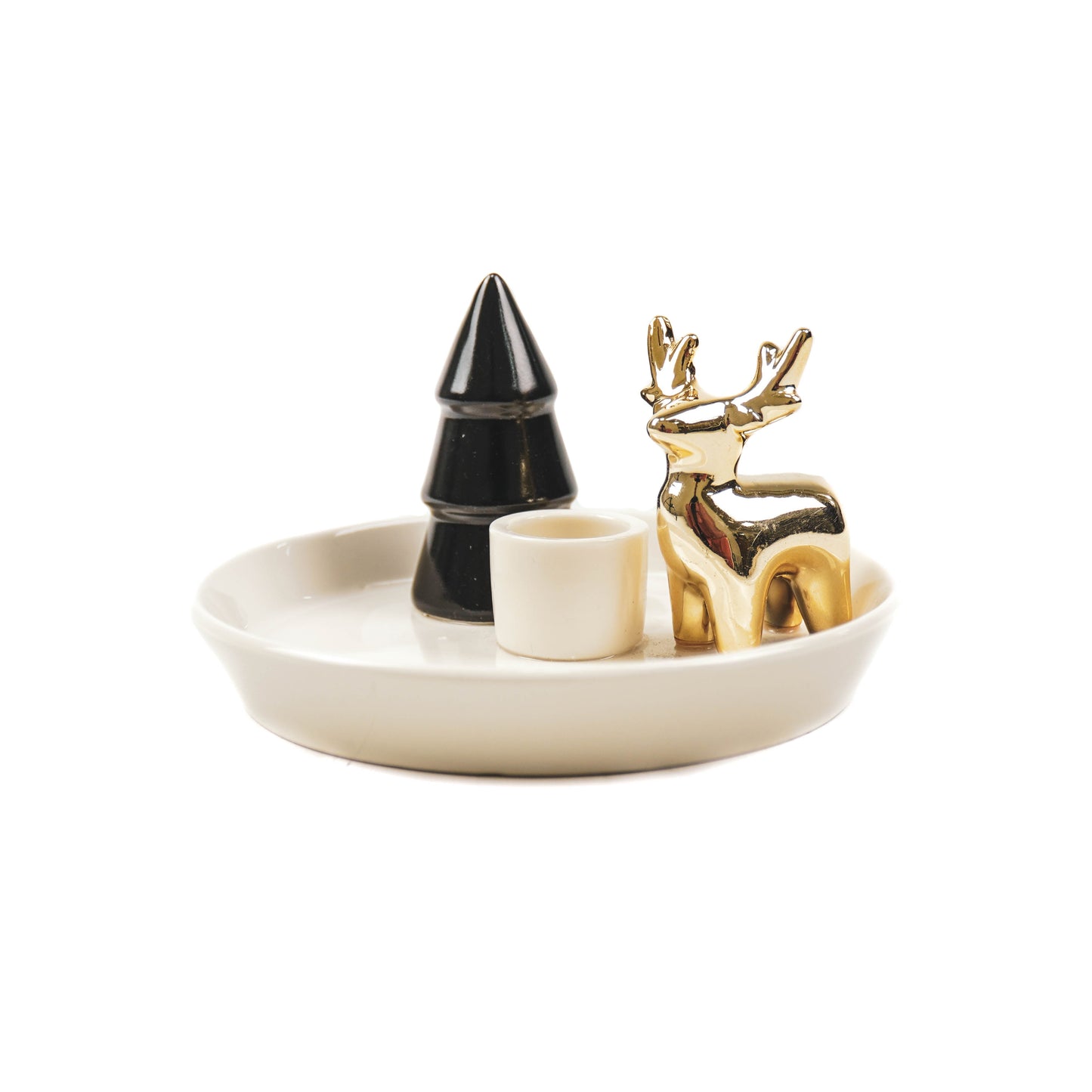HV Kerstboom/Rendier Kandelaar - 14x14x7cm
