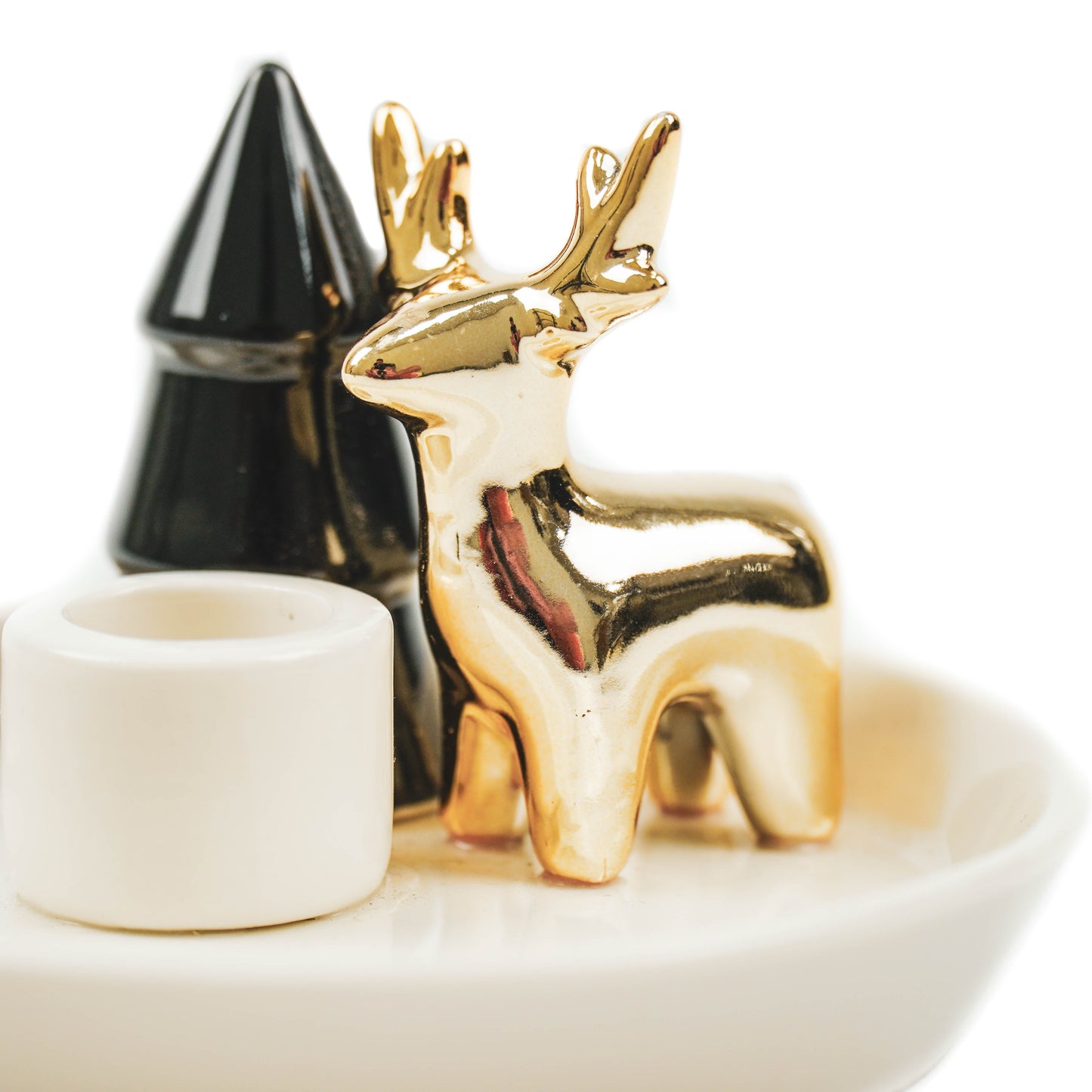 HV Kerstboom/Rendier Kandelaar - 14x14x7cm