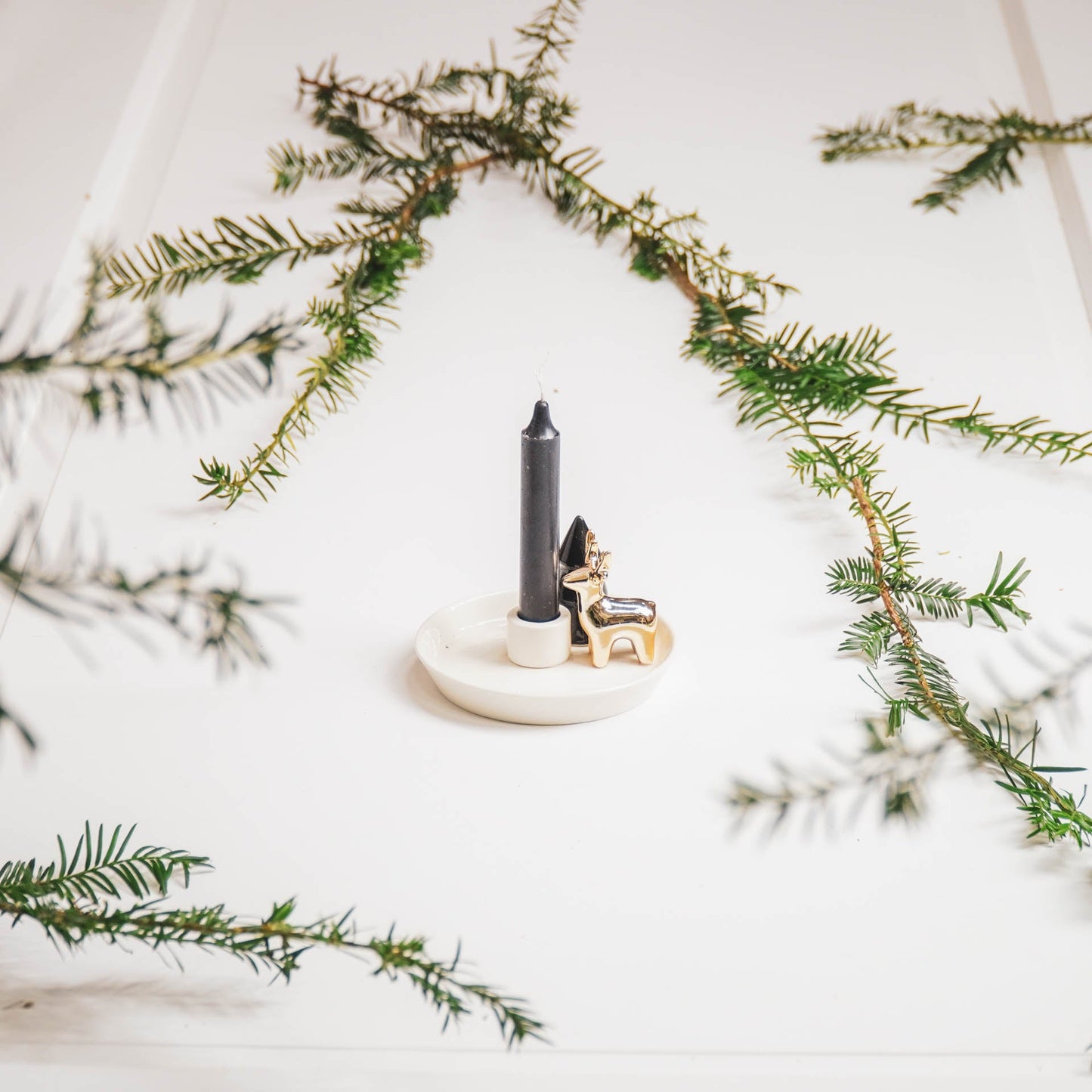 HV Kerstboom/Rendier Kandelaar - 14x14x7cm