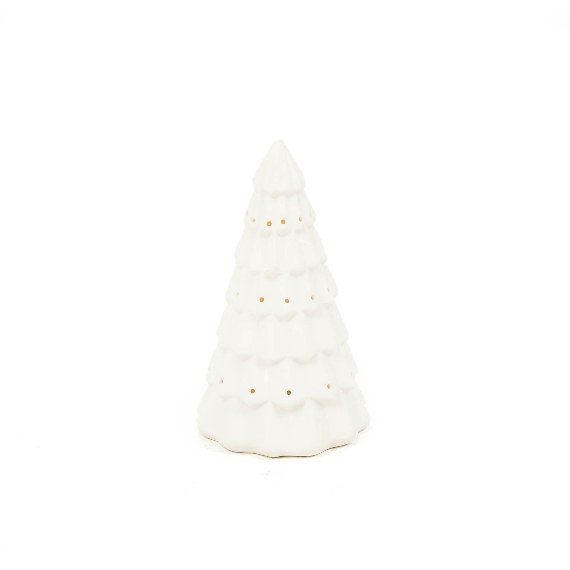 Led Lamp - Kerstboom - Keramiek - Wit - 9x9x15,5cm