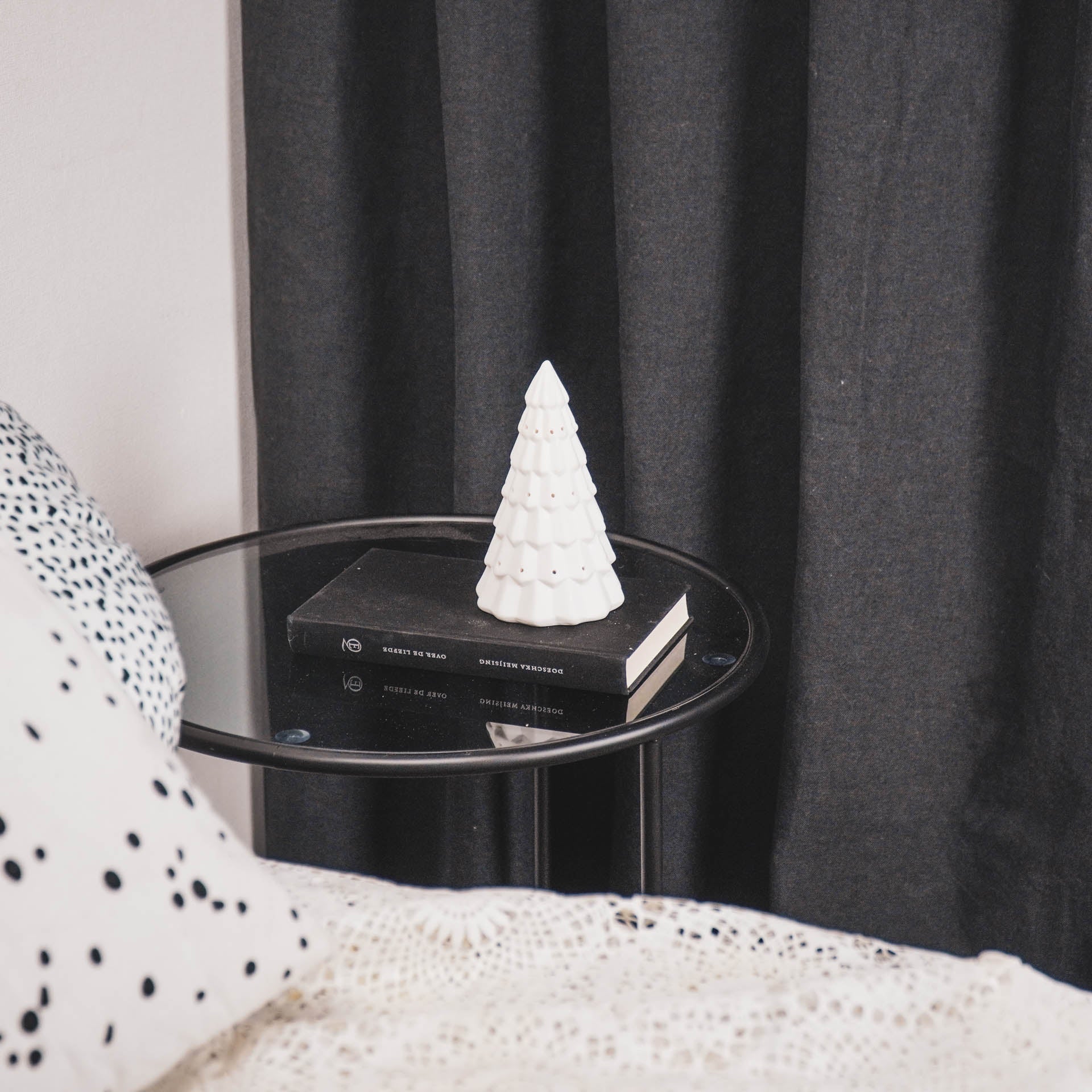 Led Lamp - Kerstboom - Keramiek - Wit - 9x9x15,5cm