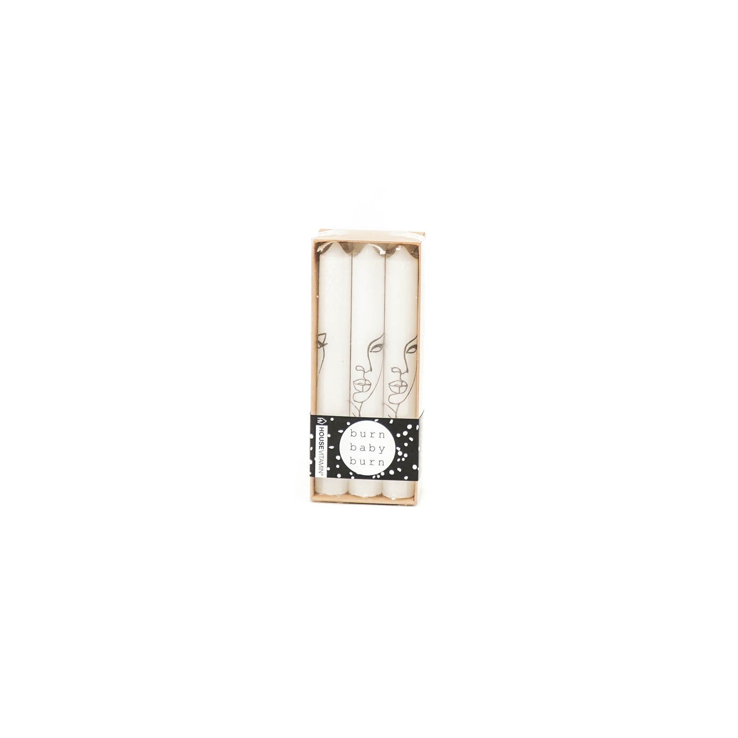 HV Gezicht Kaarsen - Wit - Set van 6 - 2,3x14cm