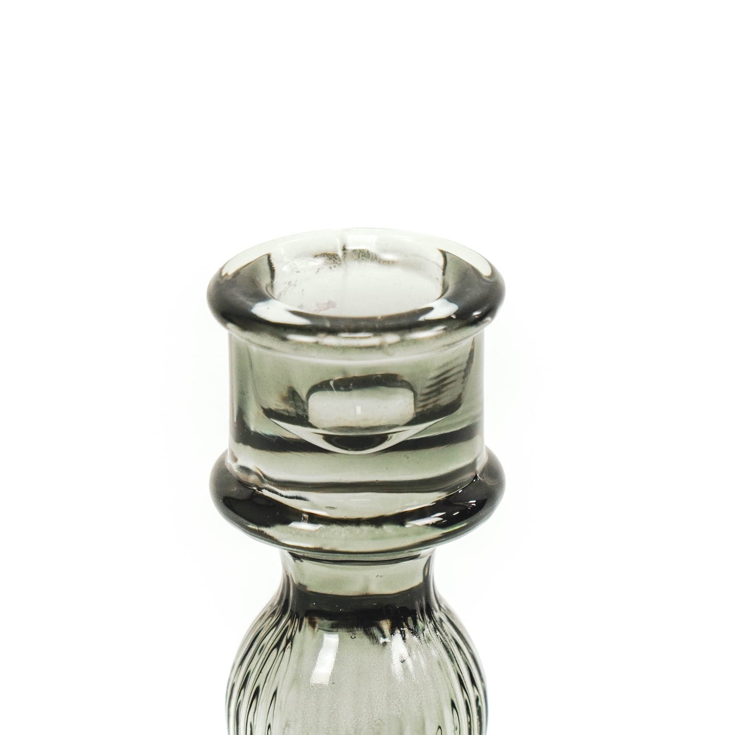 HV Glazen Kandelaar - Smokey - 8x15,5cm
