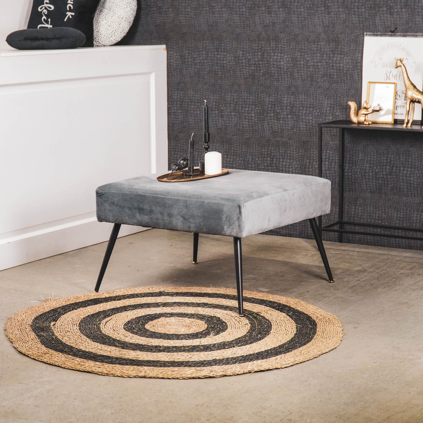 HV Hocker Poef - Grijs - 70x70x44cm