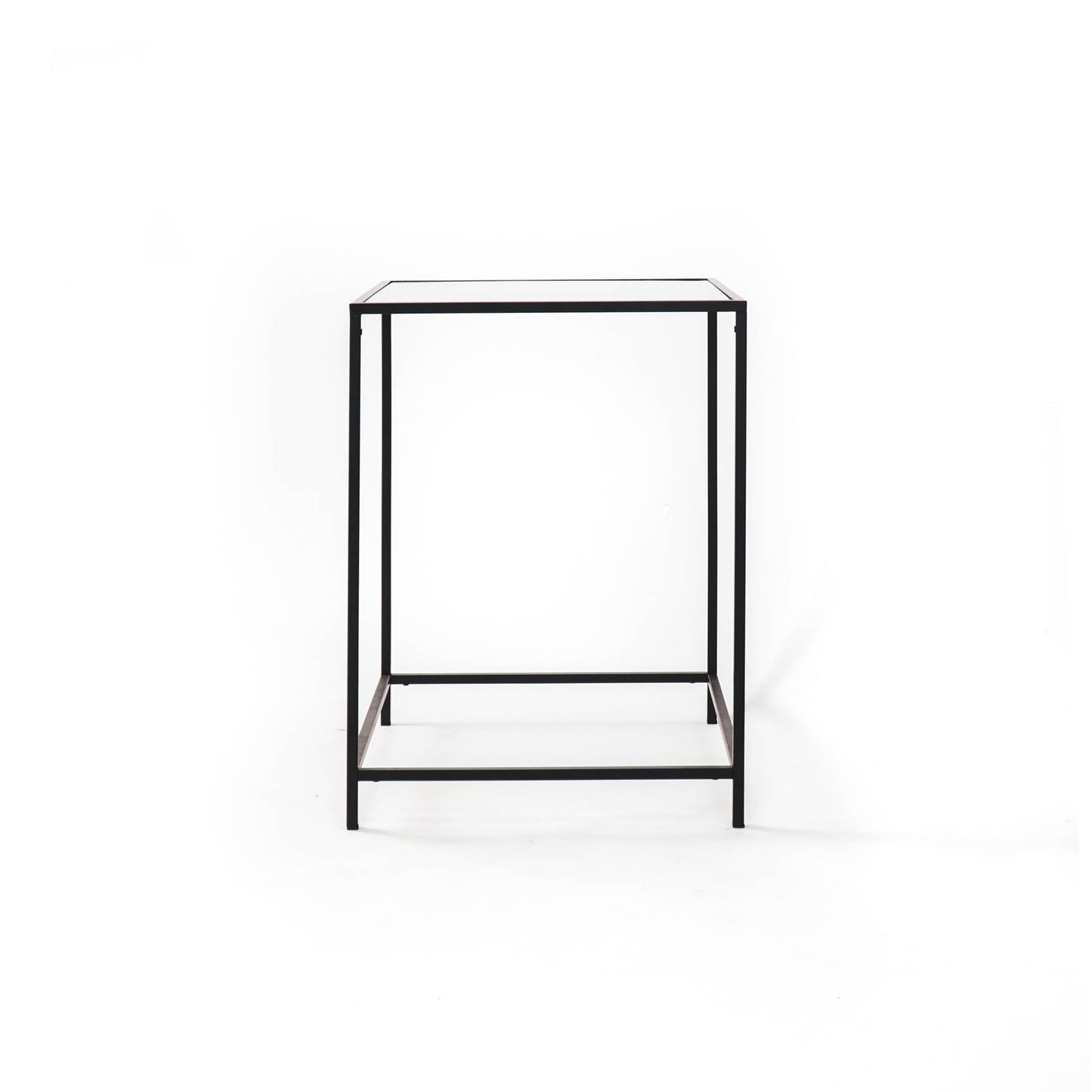 nachtkastje zwart metaal glas