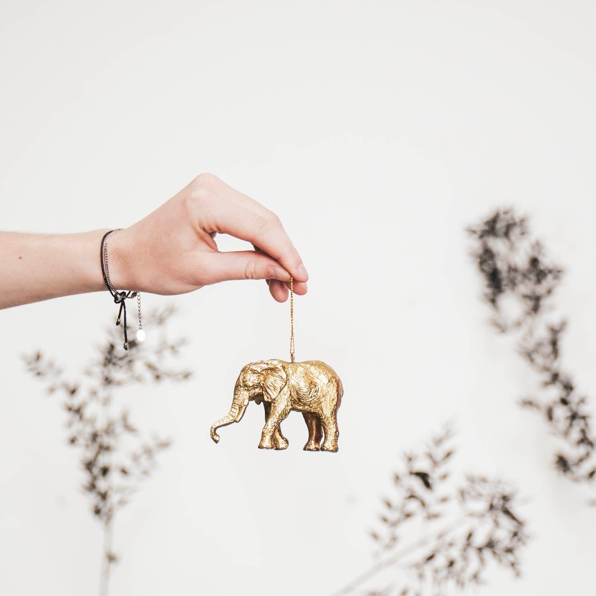 Kersthanger - Olifant - Polyresin - Goud - 9,5x6,5x4cm