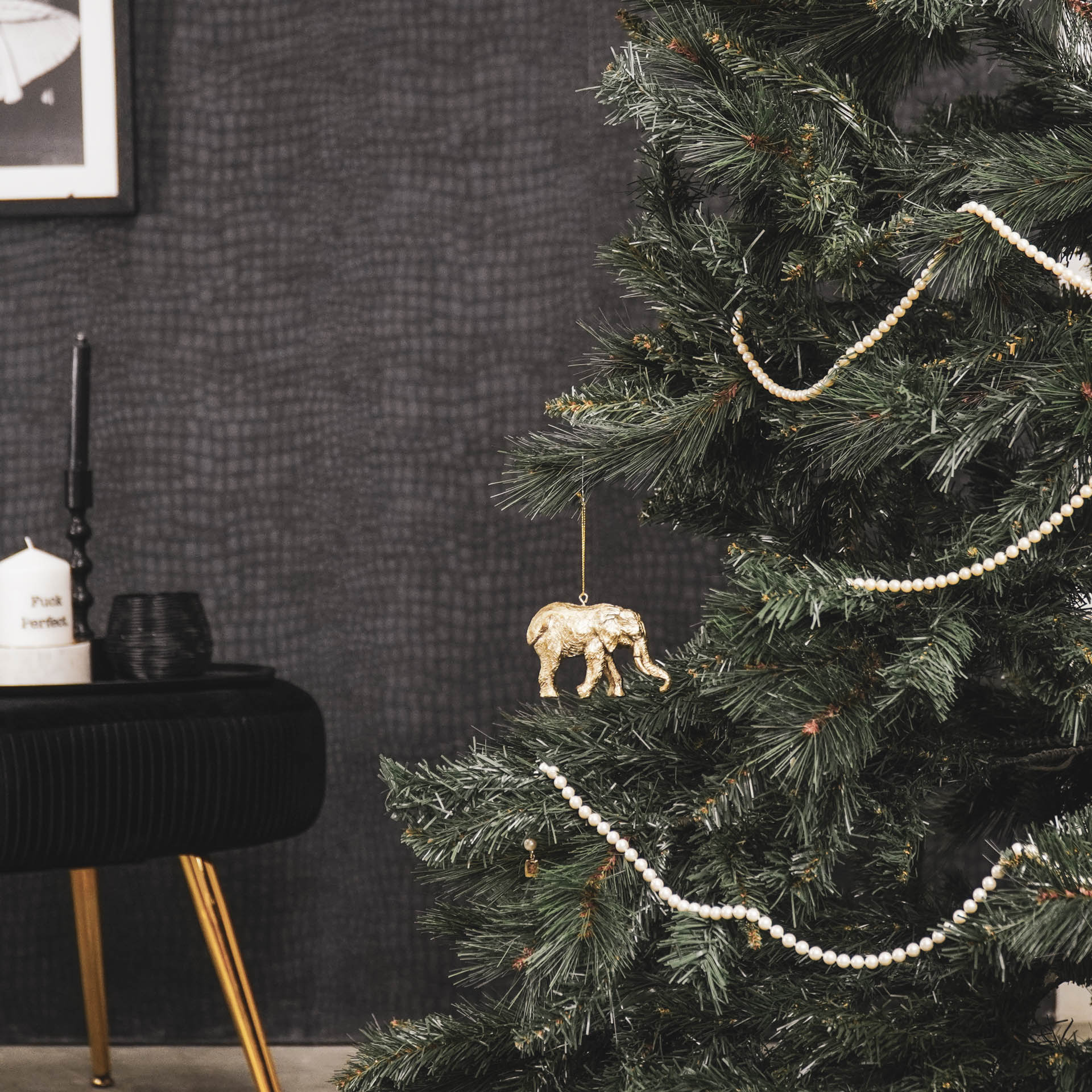 Kersthanger - Olifant - Polyresin - Goud - 9,5x6,5x4cm