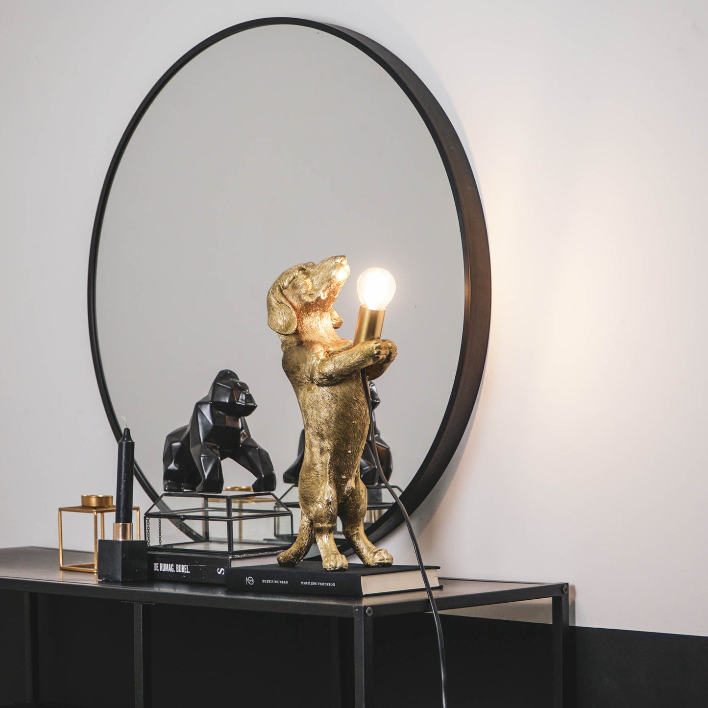 HV Teckel Lamp - Goud - 10x15x38cm