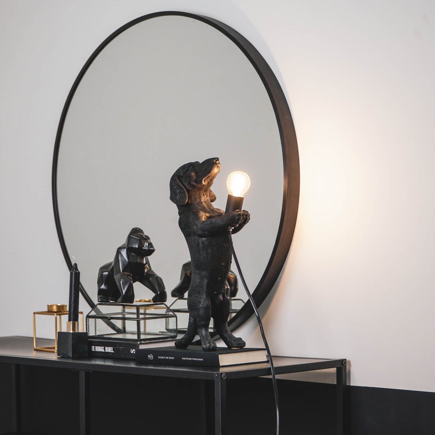 HV Teckel Lamp - Zwart - 10x15x38cm