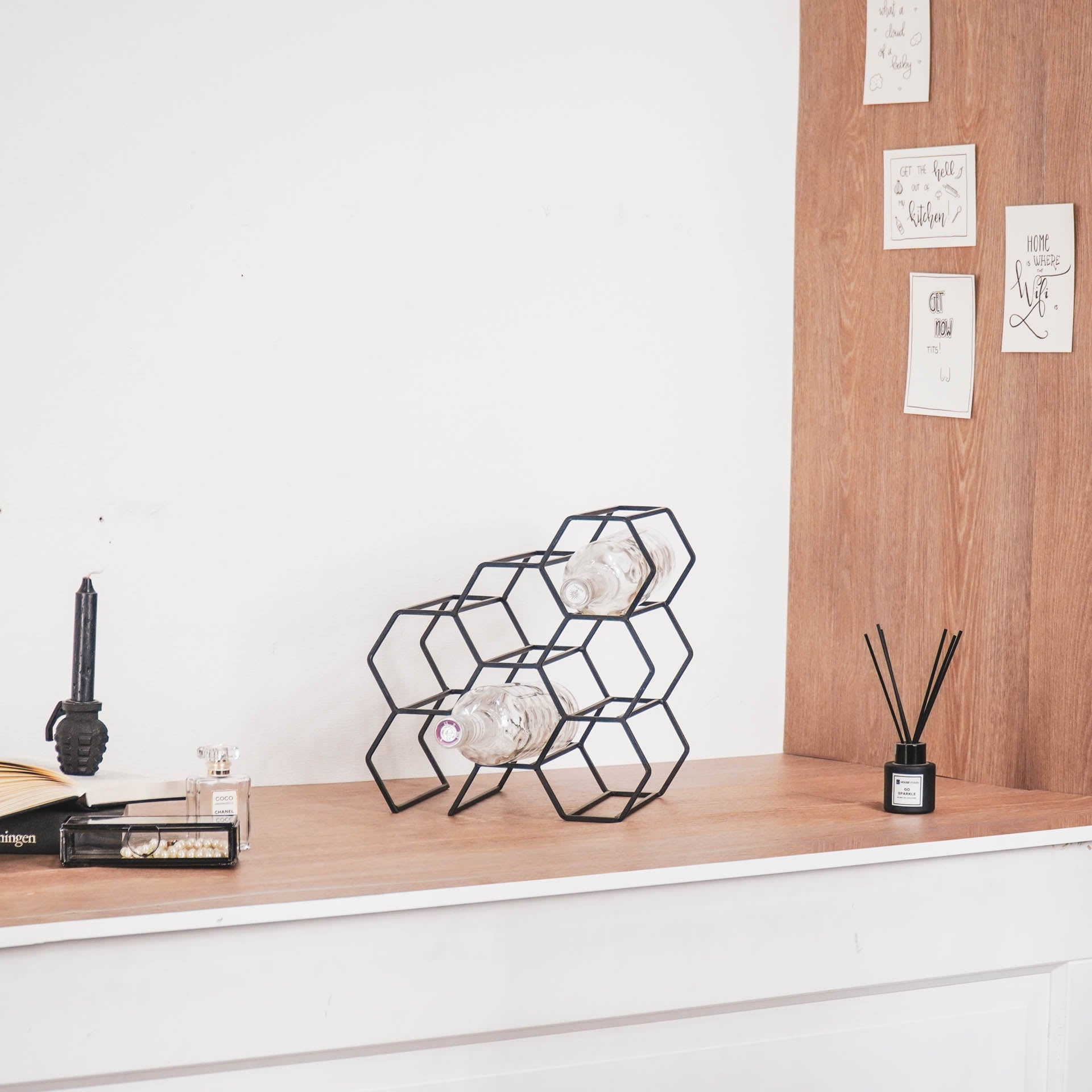 Wijnrek - Metaal - Black - 28x19x29cm