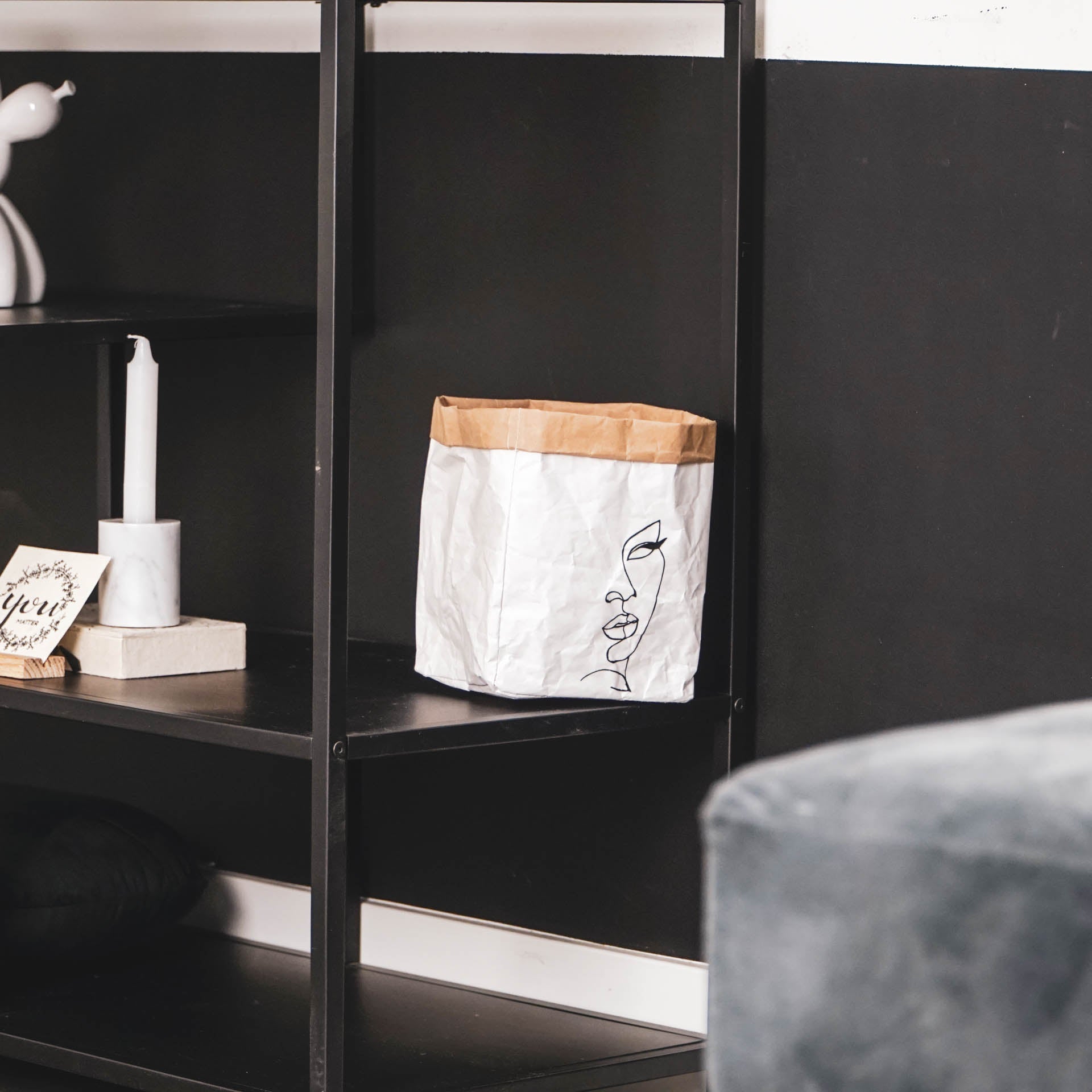 Opbergzak - Pentekening - Papier - wit - 13x13x17cm