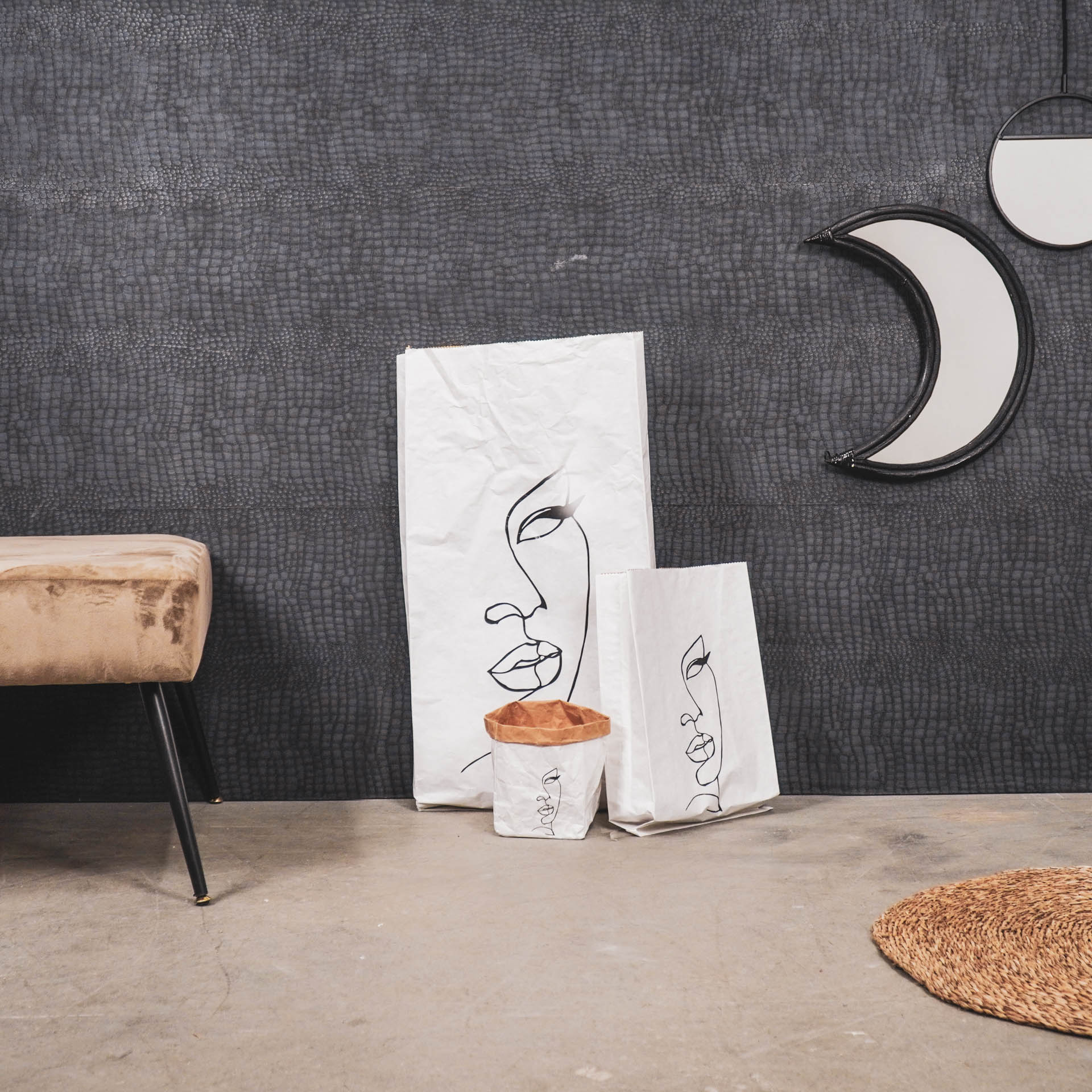 Opbergzak - Pentekening - Papier - wit - 13x13x17cm