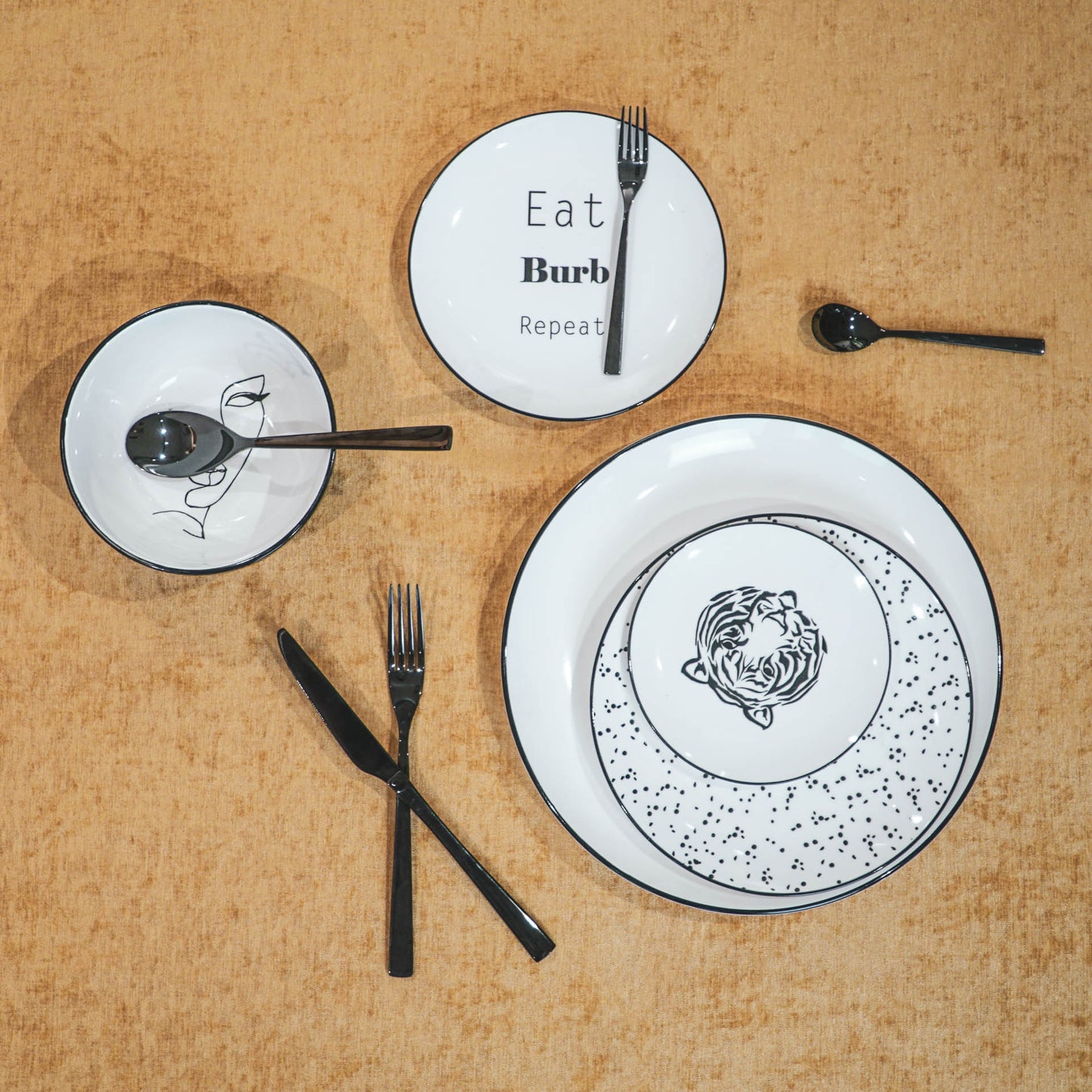 HV Bestekset - Zwart - 12 stuks - Stainless steel