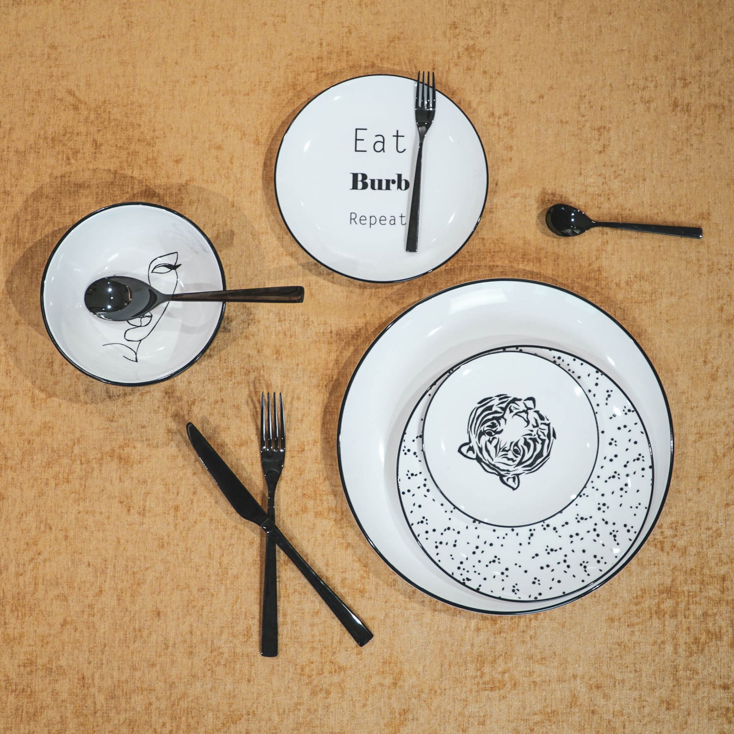 HV Theelepels - Zwart - 6 stuks - Stainless steel