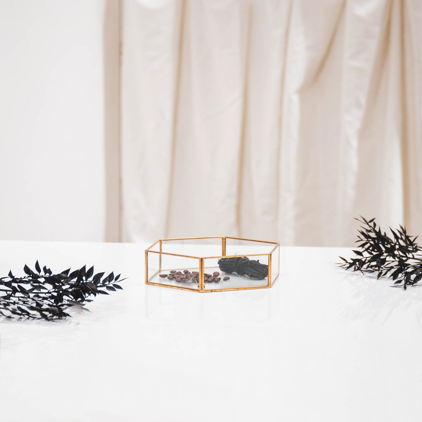 HV Glazen Box - Goud - 19x16,5x4,5cm