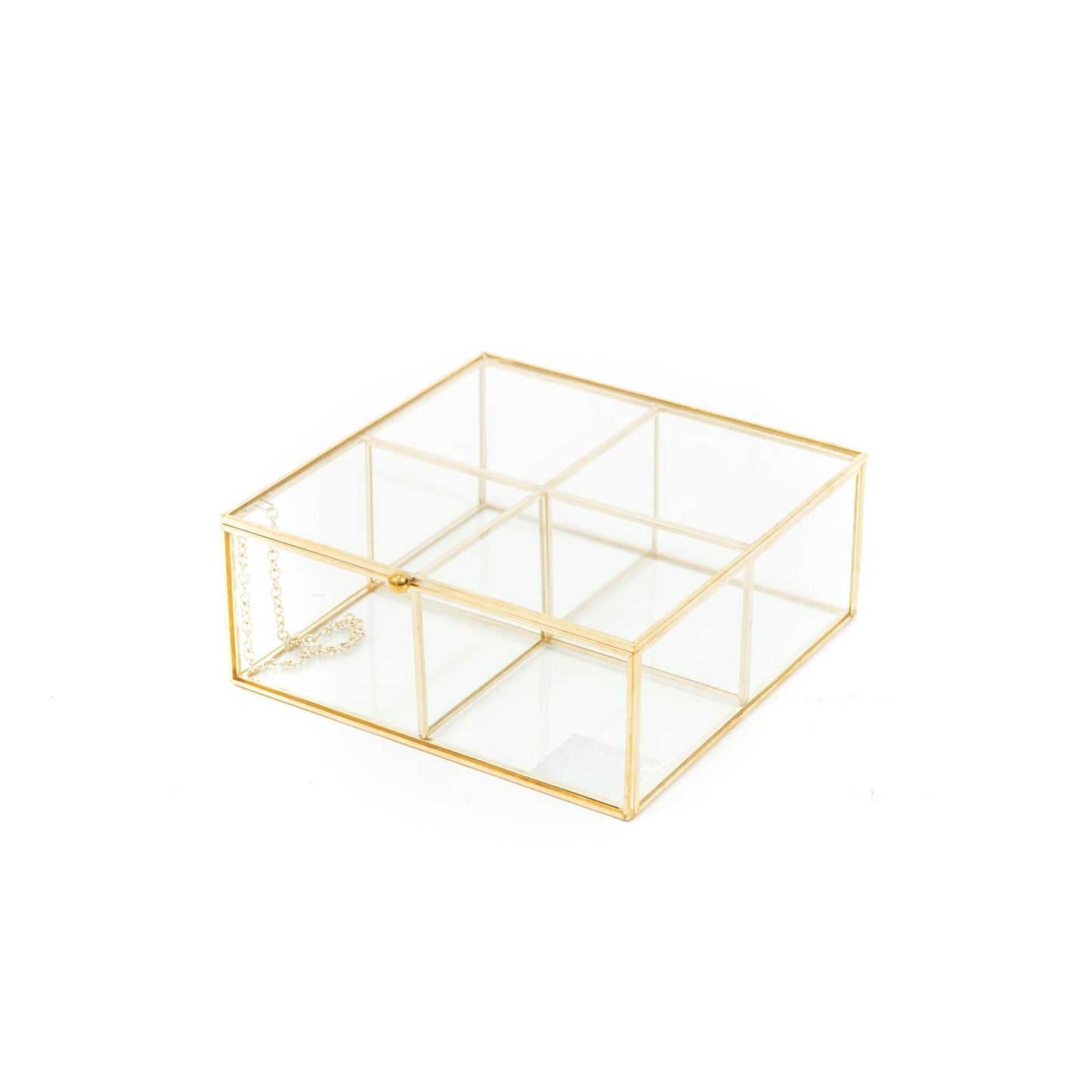 HV Glazen Box - Goud - 16x16x6,5cm